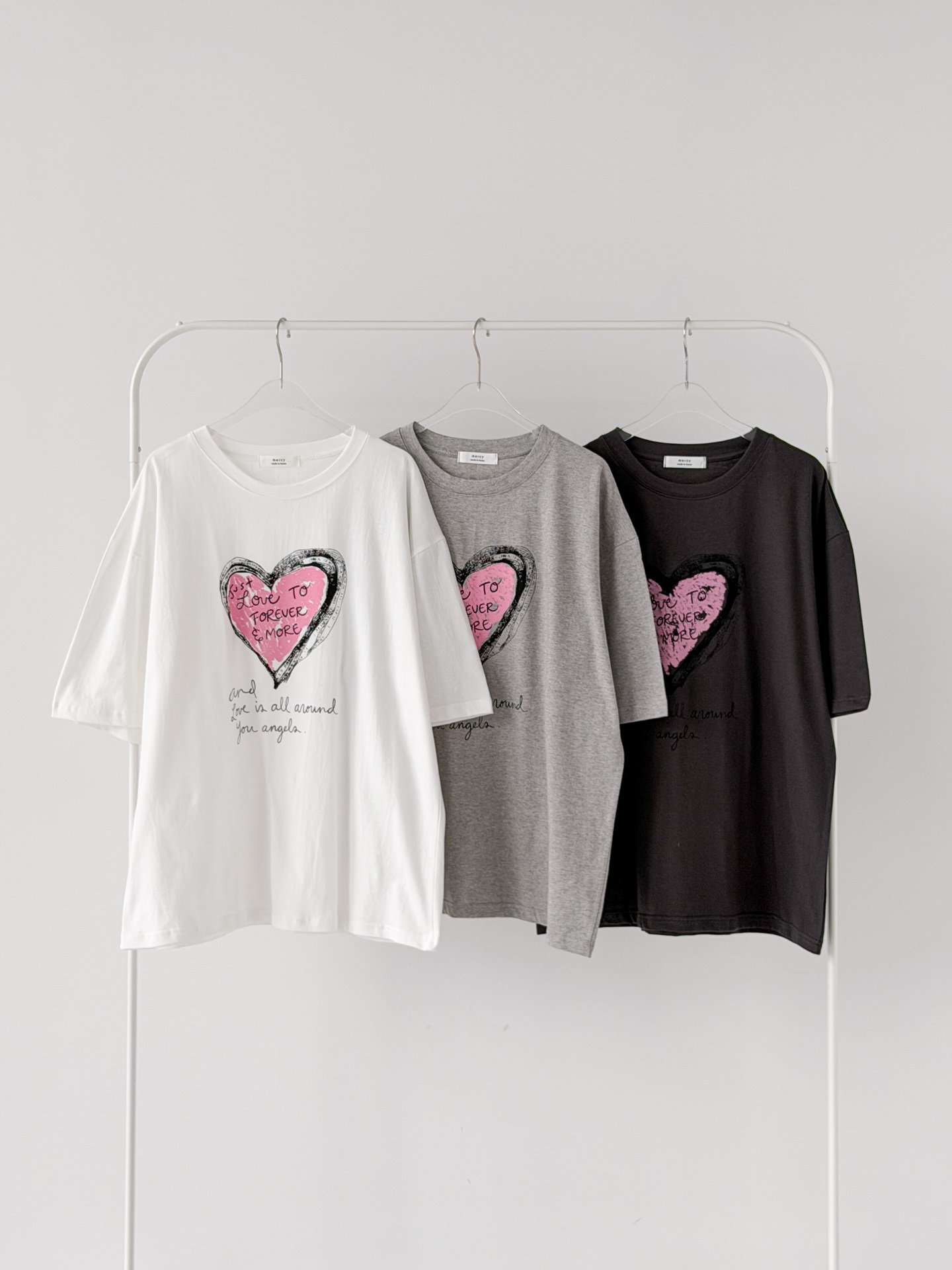 コットンラウンドネックオーバーサイズルーズ半袖ドロップショルダーレタリングプリントTシャツ | 詳細画像12