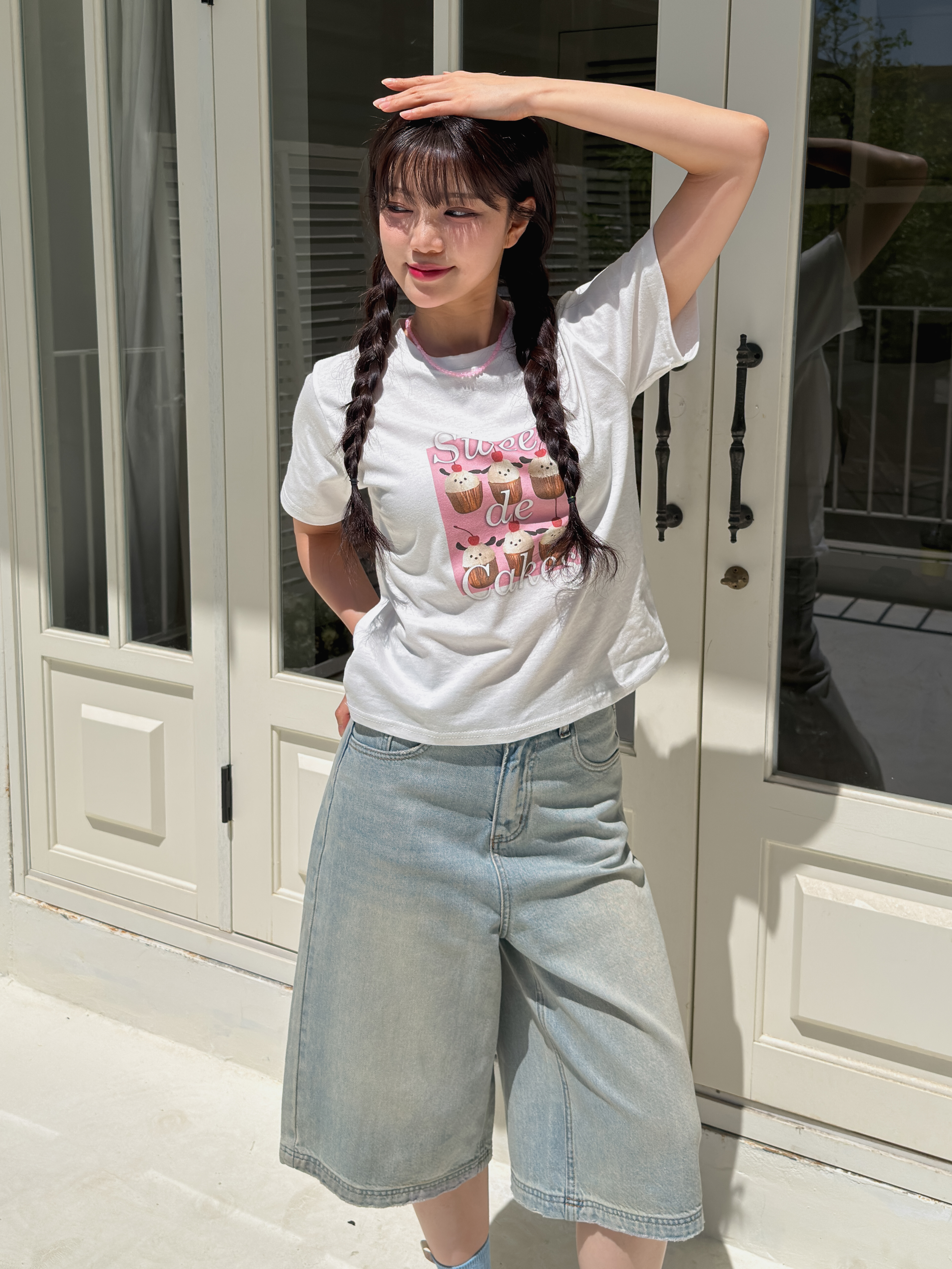 コットンラウンドネックベーシック半袖プリントTシャツ | 詳細画像4