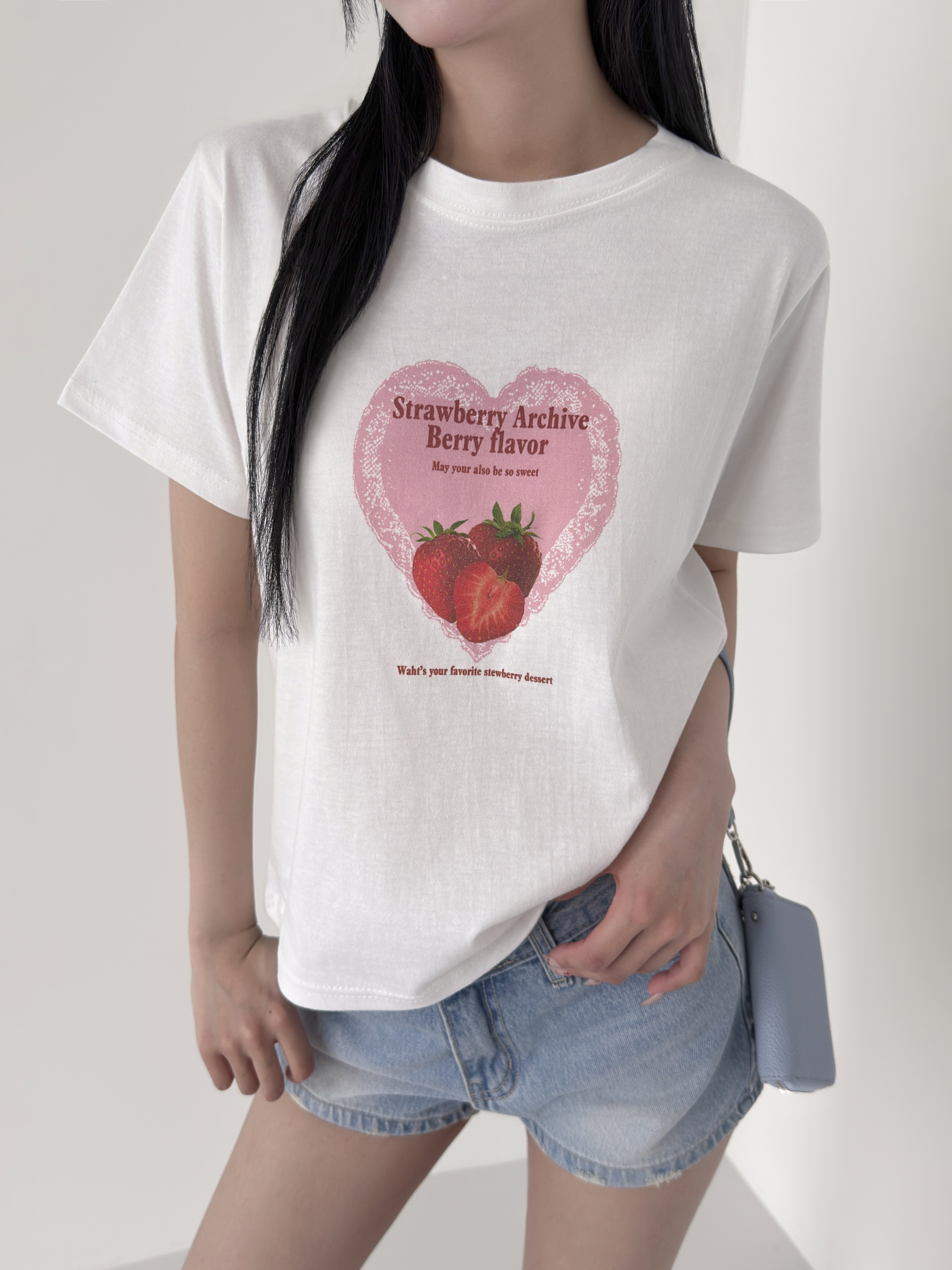 コットンラウンドネックベーシック半袖レタリングプリントTシャツ | 詳細画像2