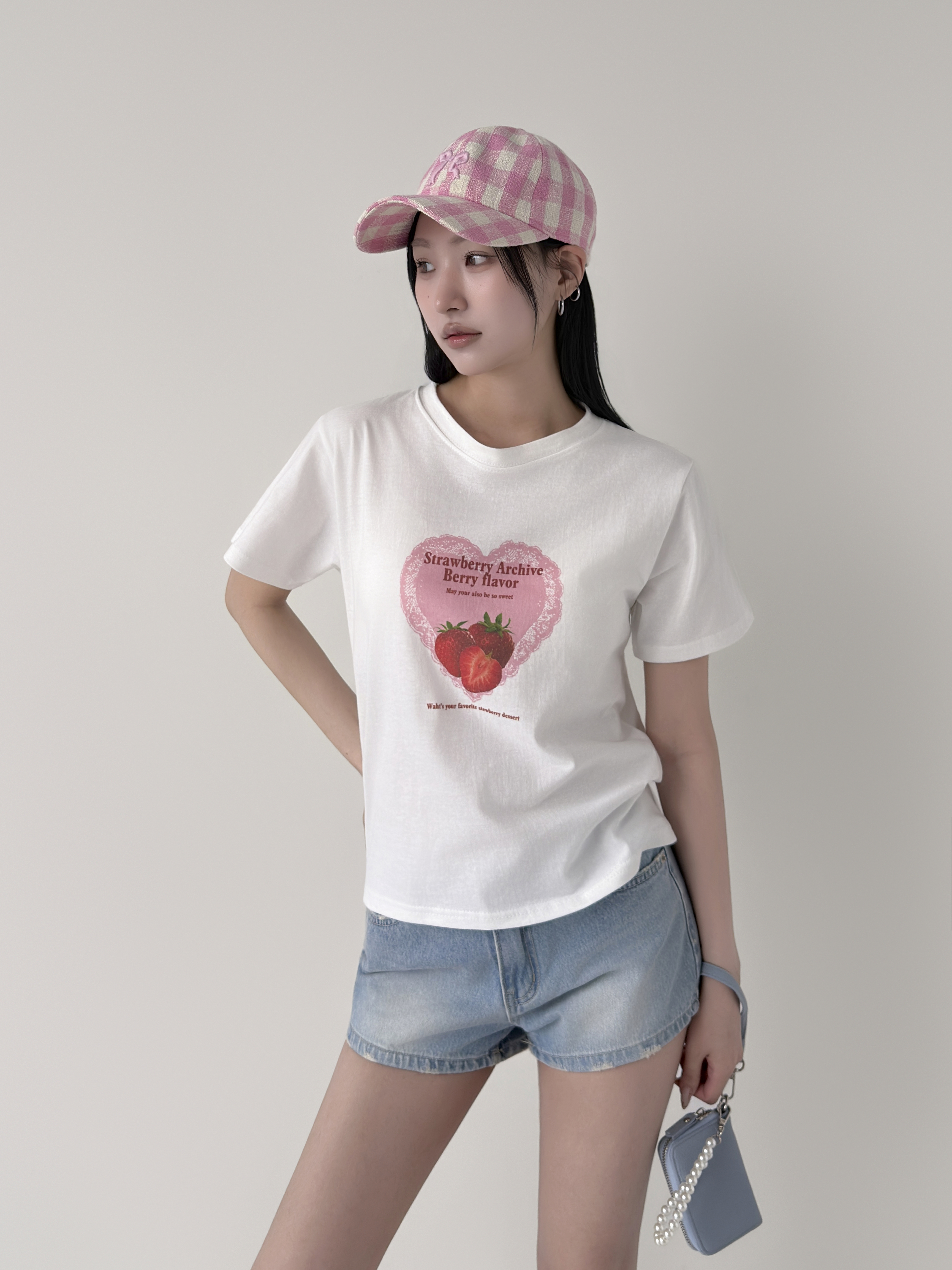 コットンラウンドネックベーシック半袖レタリングプリントTシャツ | 詳細画像3