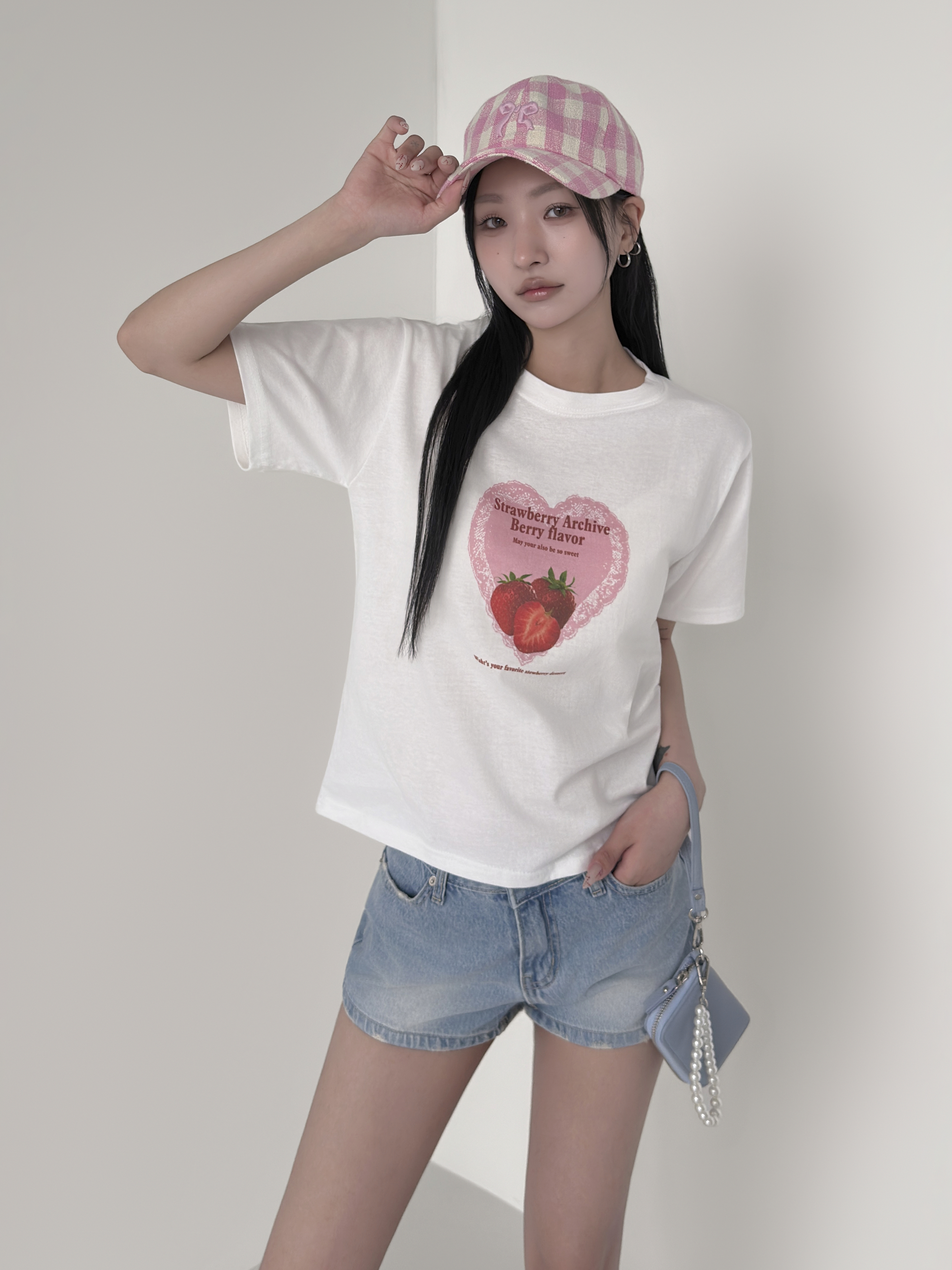 コットンラウンドネックベーシック半袖レタリングプリントTシャツ | 詳細画像4