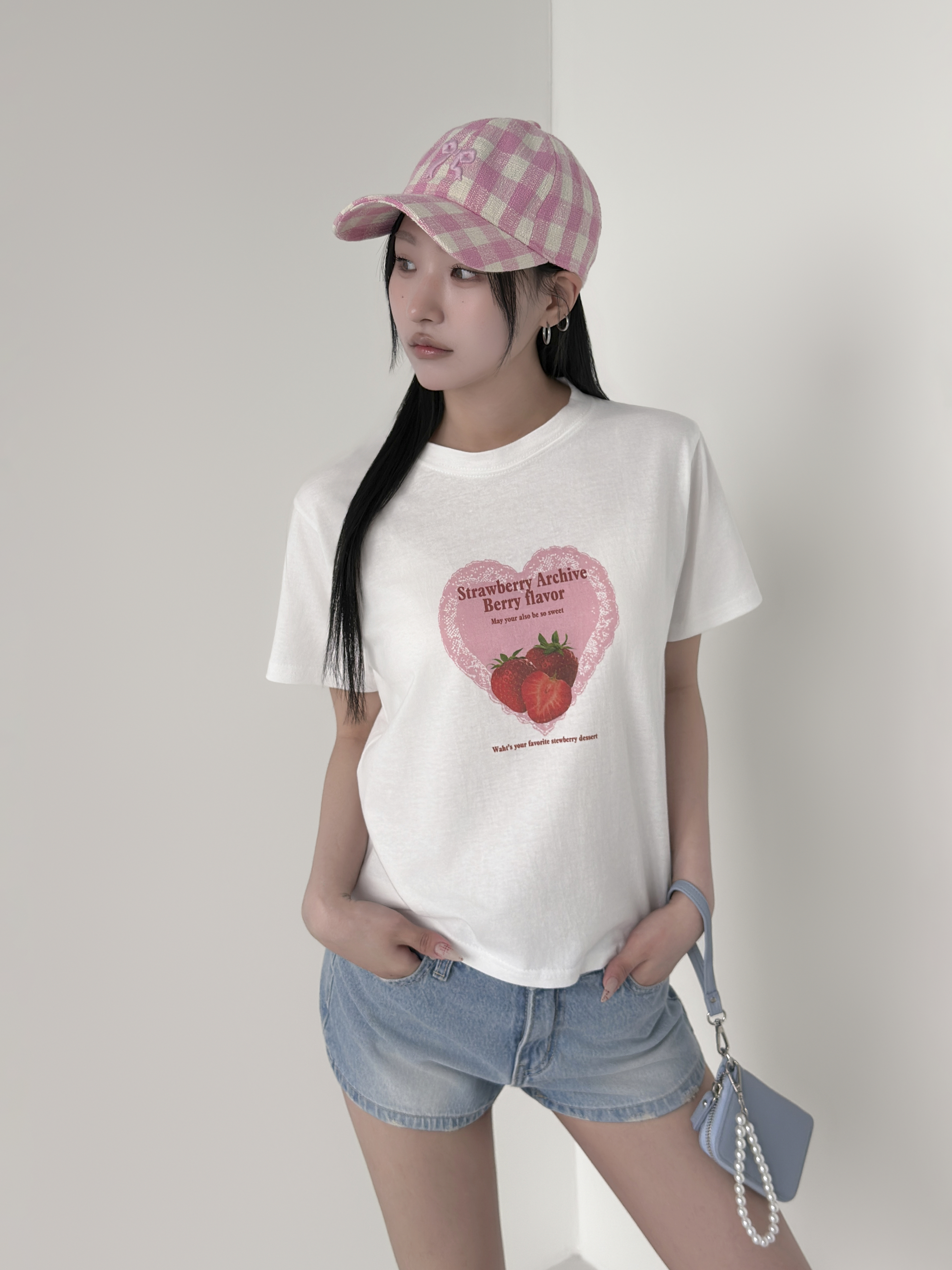 コットンラウンドネックベーシック半袖レタリングプリントTシャツ | 詳細画像5