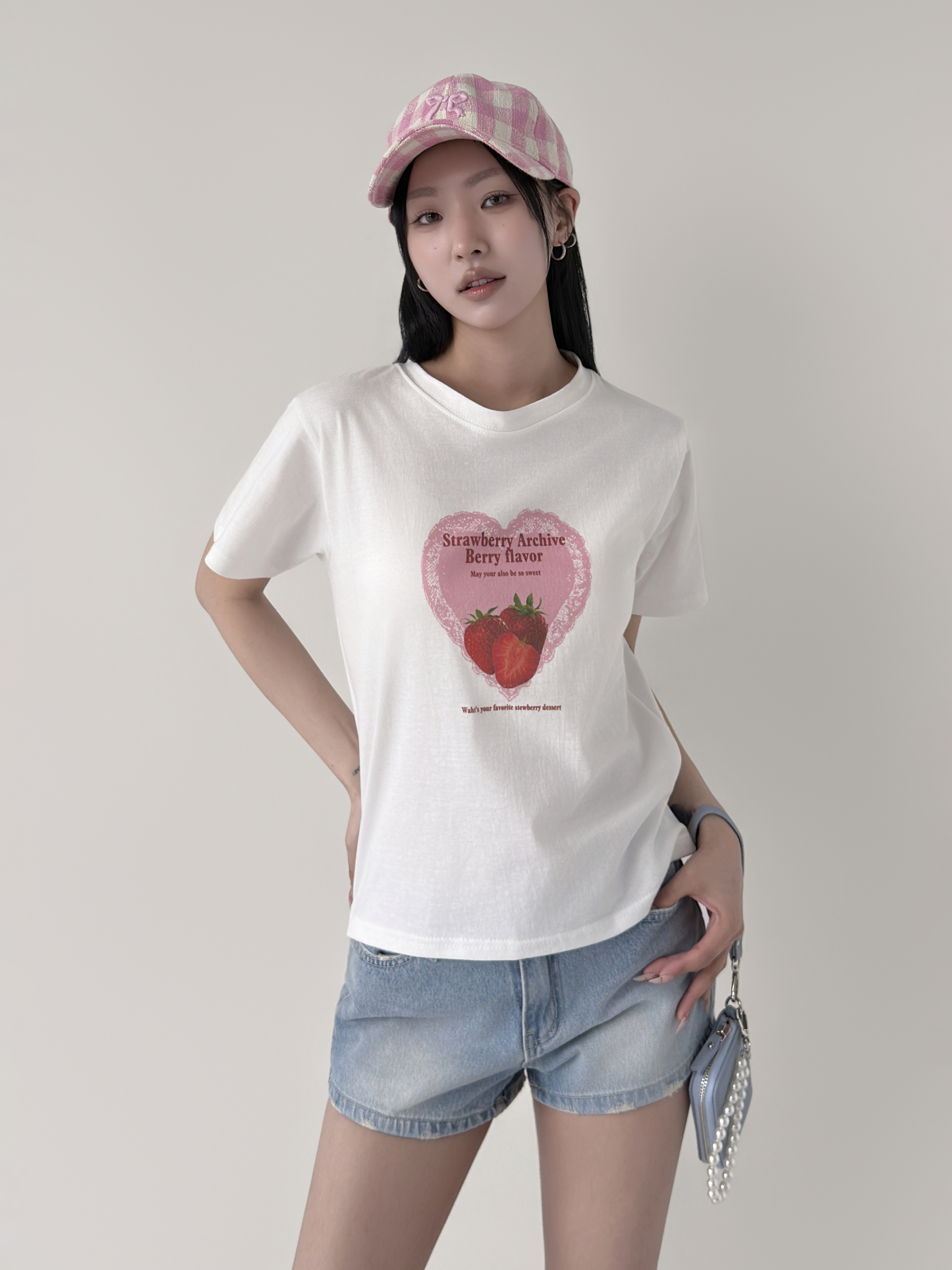 コットンラウンドネックベーシック半袖レタリングプリントTシャツ | 詳細画像6