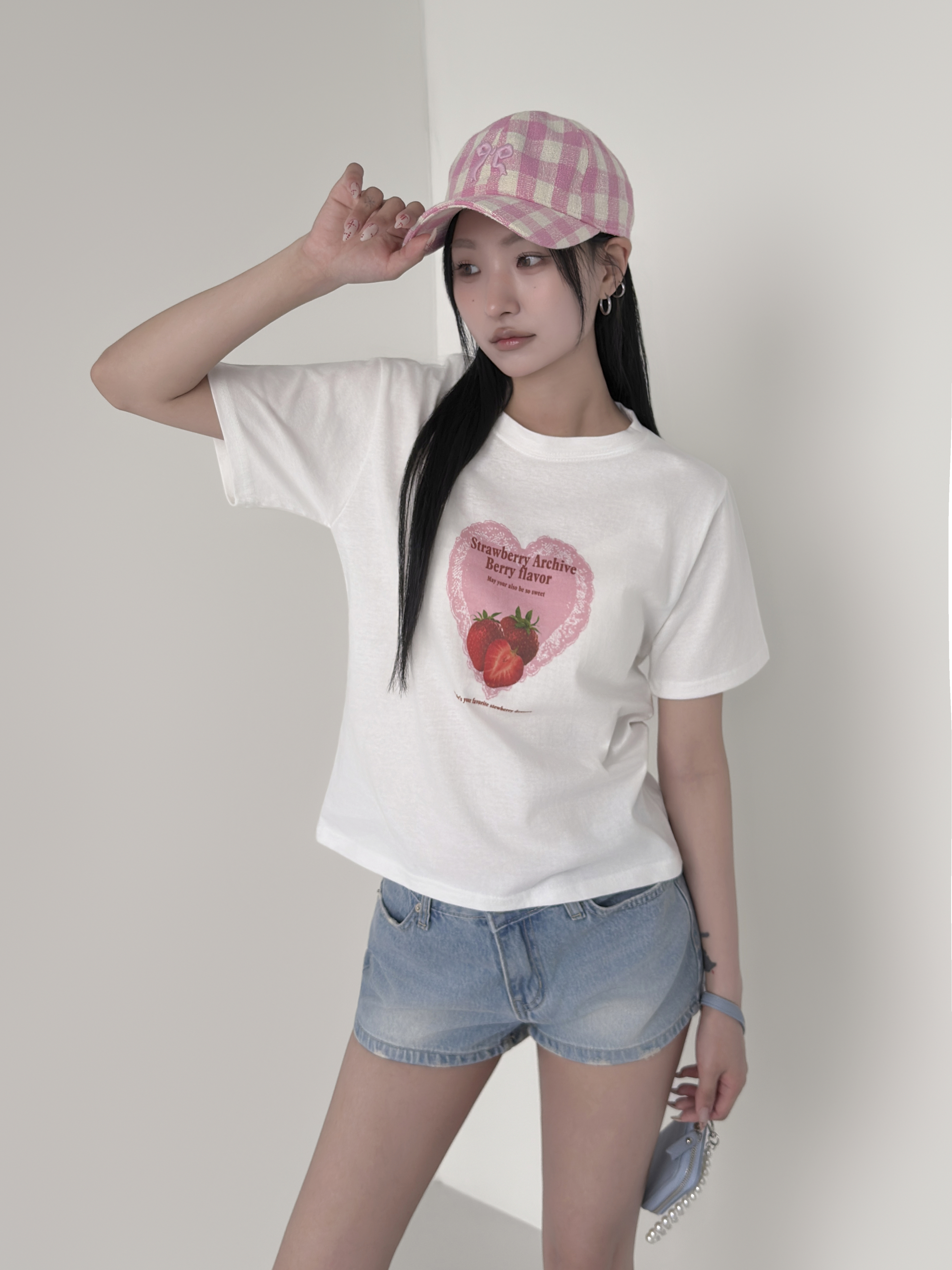コットンラウンドネックベーシック半袖レタリングプリントTシャツ | 詳細画像8