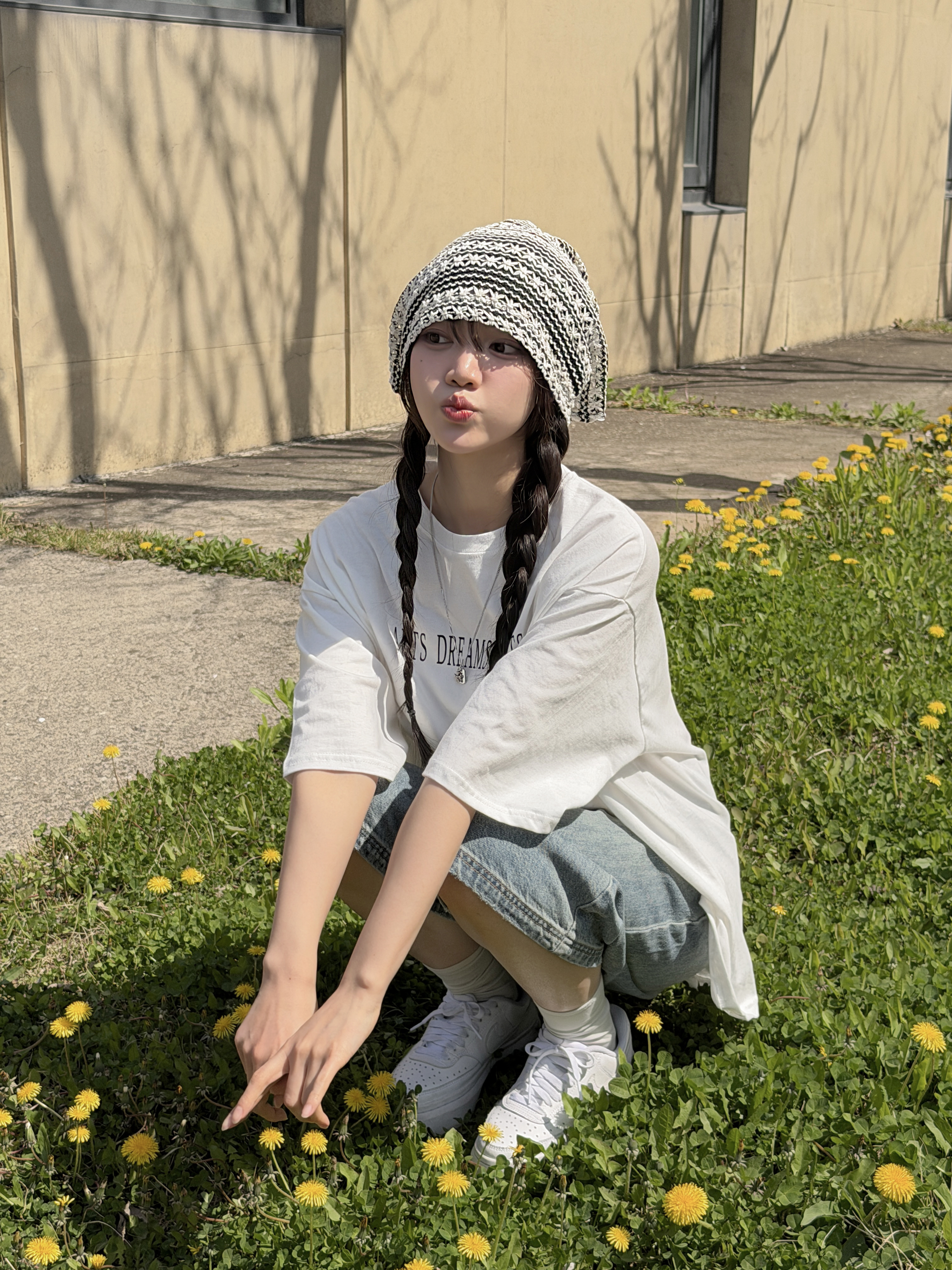 ラウンドネックオーバーサイズルーズ半袖ドロップショルダー両面プリントTシャツ | 詳細画像6