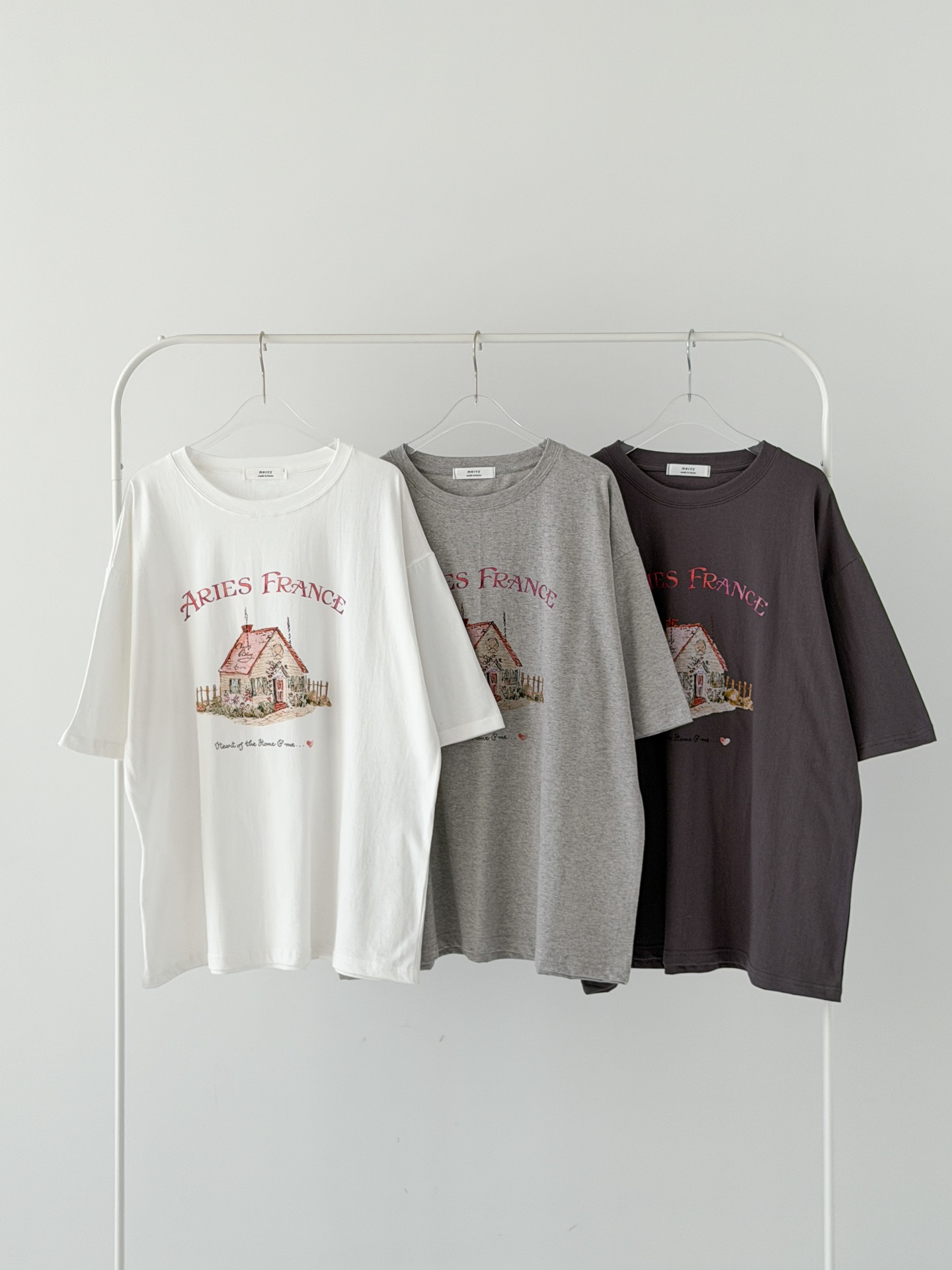 コットンラウンドネックオーバーサイズルーズ半袖ドロップショルダーレタリングプリントTシャツ | 詳細画像11