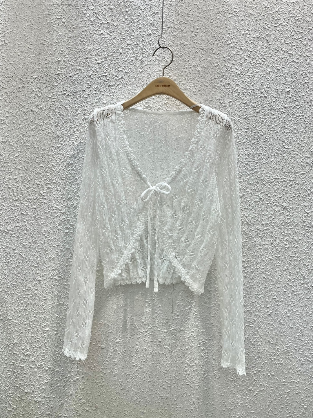 ニットパンチングベーシックボレロネック長袖カーディガン | 詳細画像12