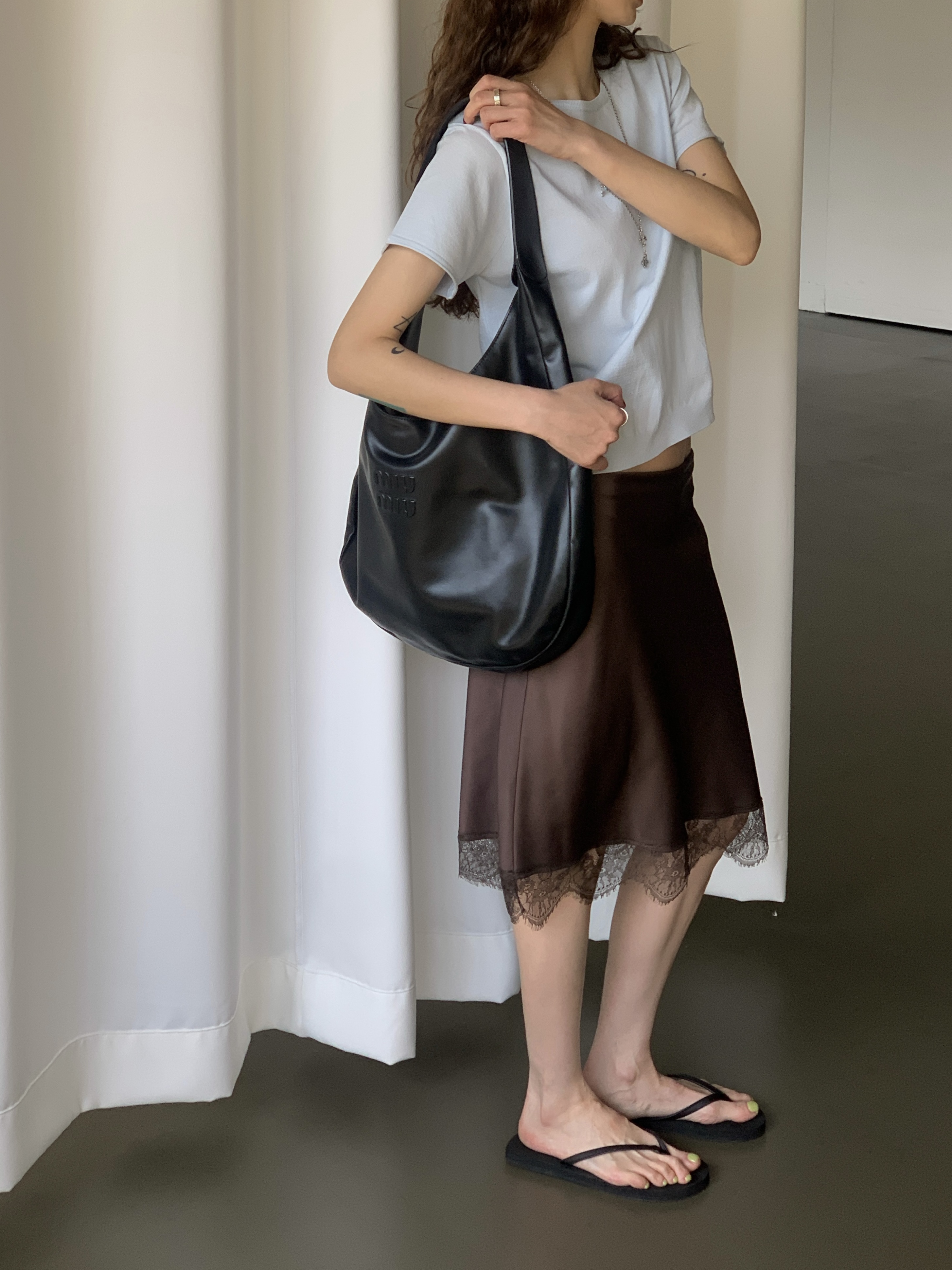 ラウンドネックベーシックスリム半袖ニット | 詳細画像7