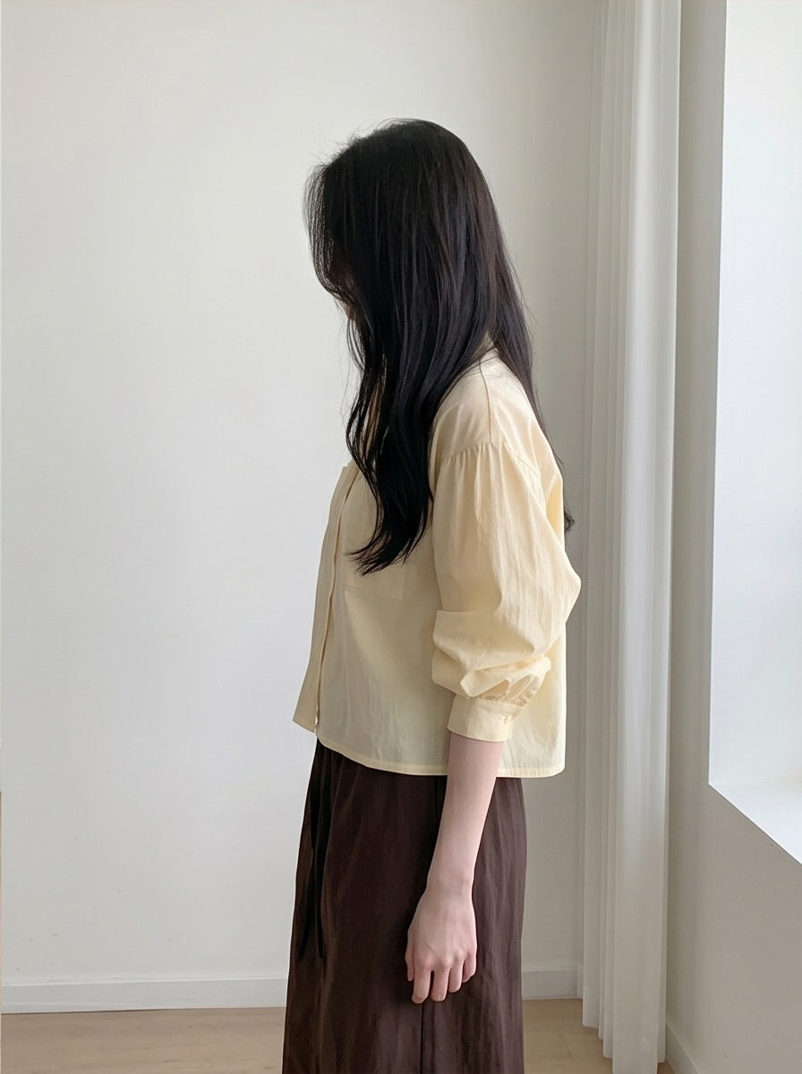 シースルークロップド長袖ツーポケットシャツ | 詳細画像7