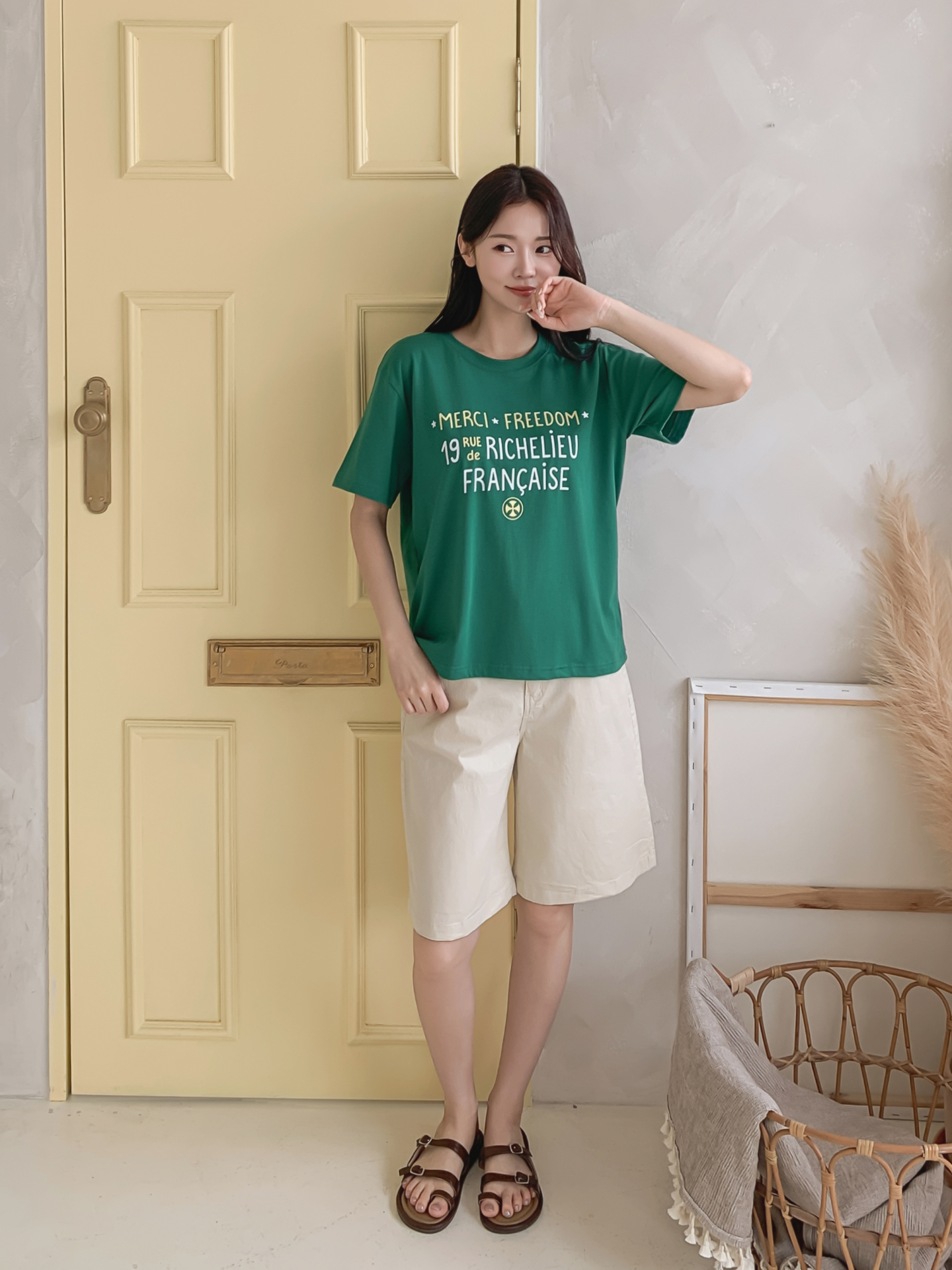 ラウンドネック半袖レタリングTシャツ | 詳細画像4