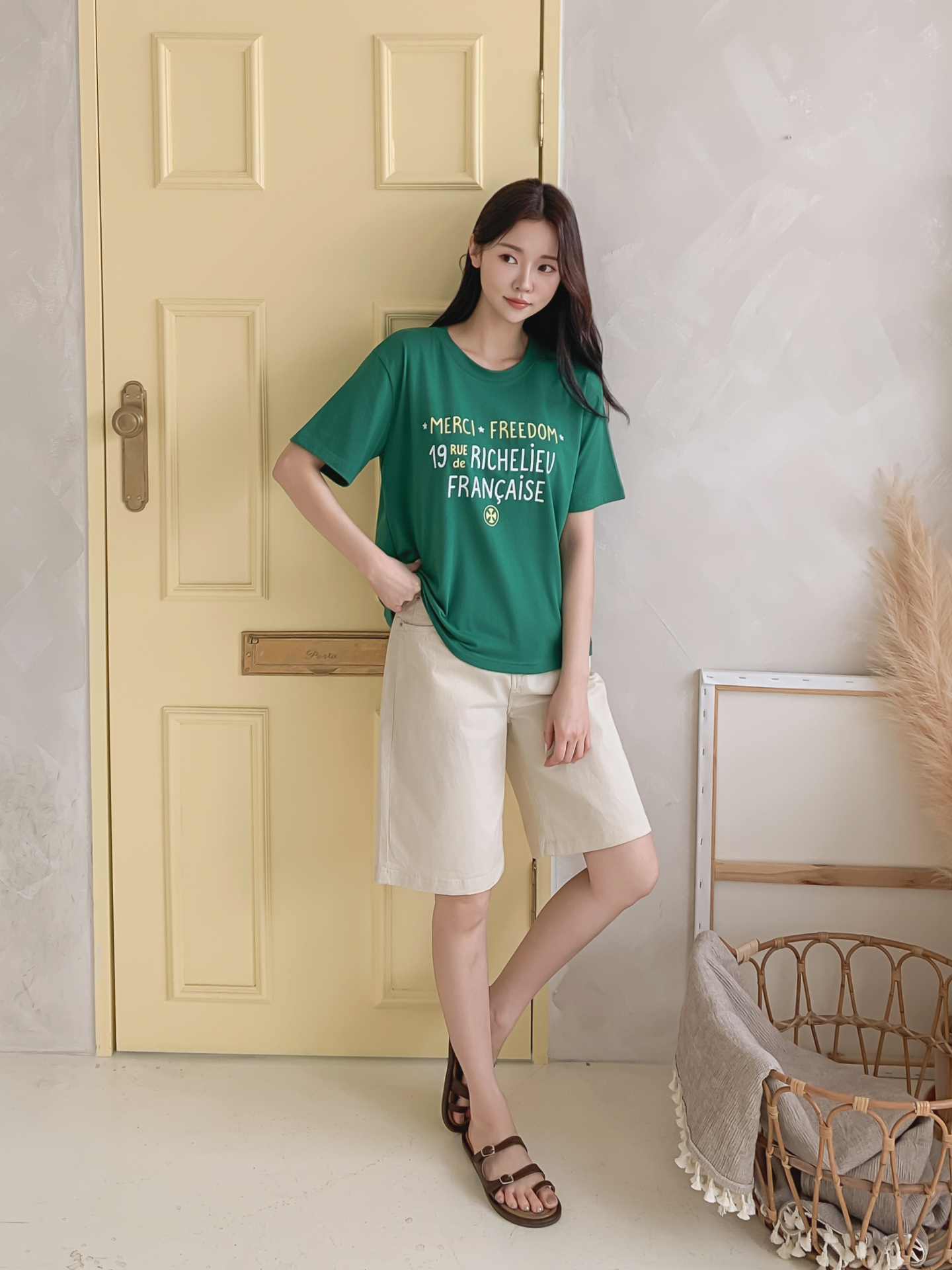 ラウンドネック半袖レタリングTシャツ | 詳細画像6