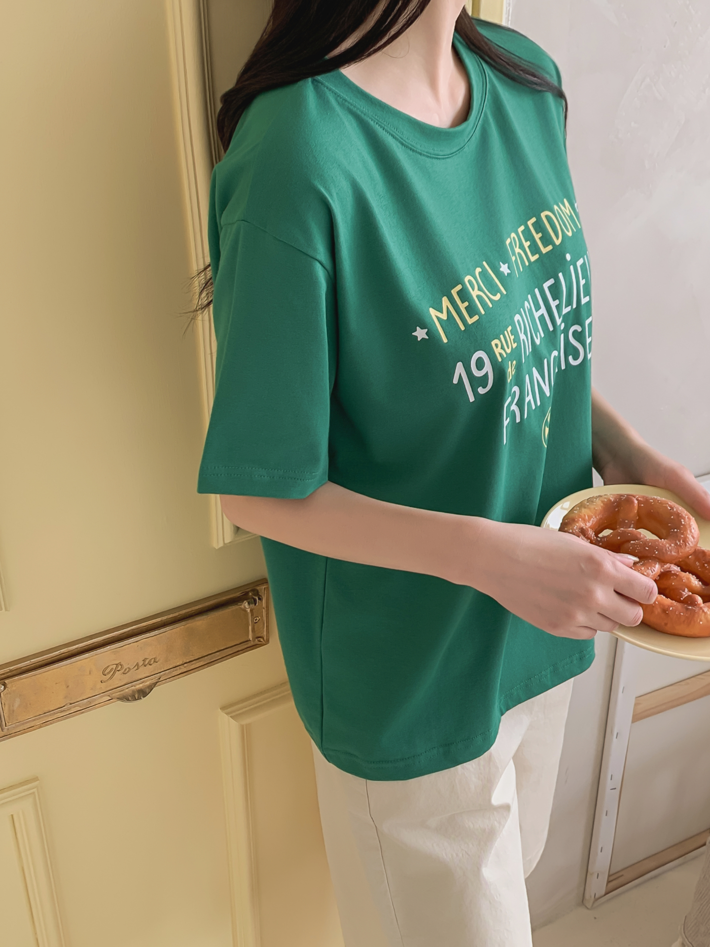 ラウンドネック半袖レタリングTシャツ | 詳細画像7
