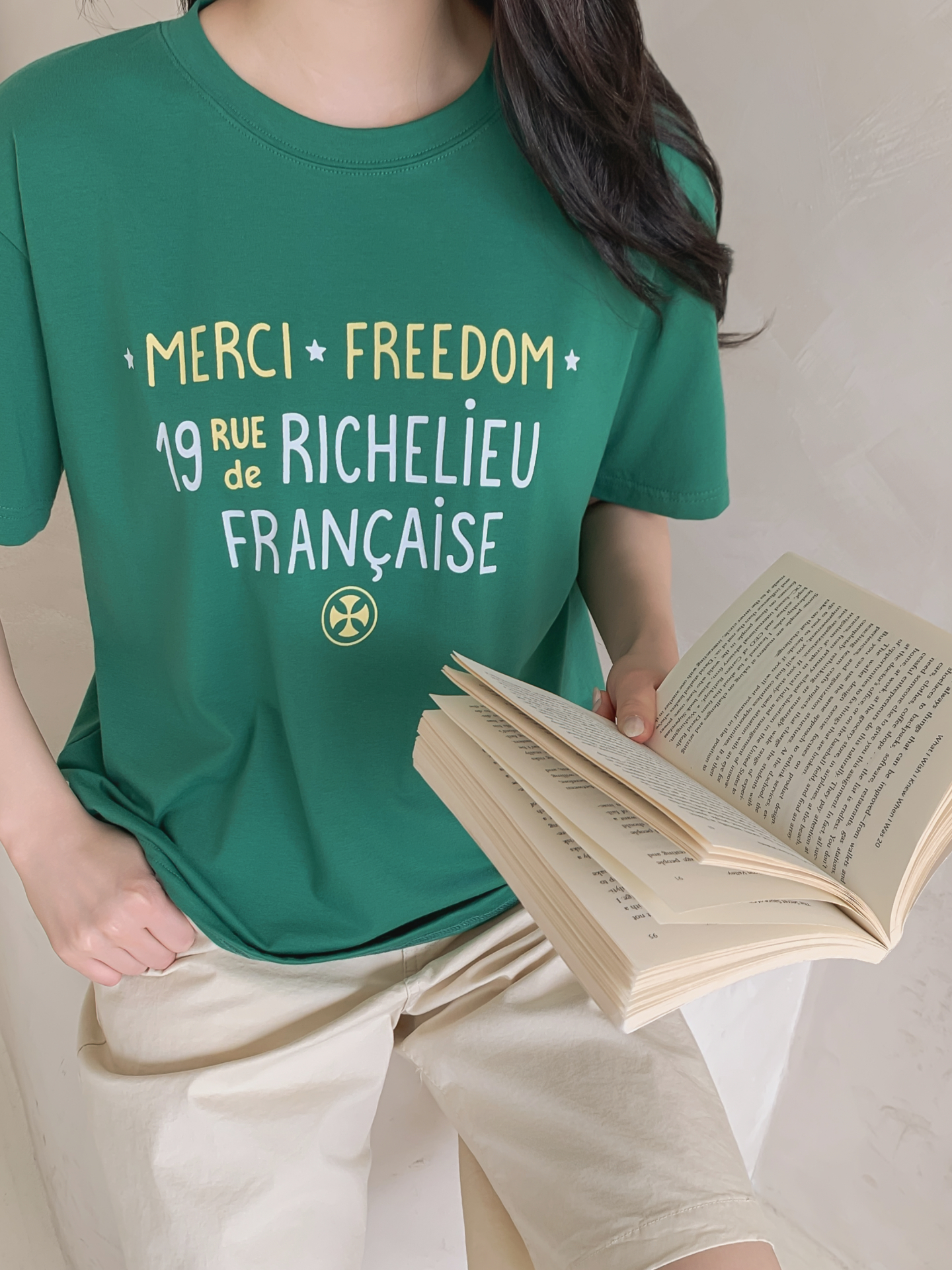 ラウンドネック半袖レタリングTシャツ | 詳細画像13