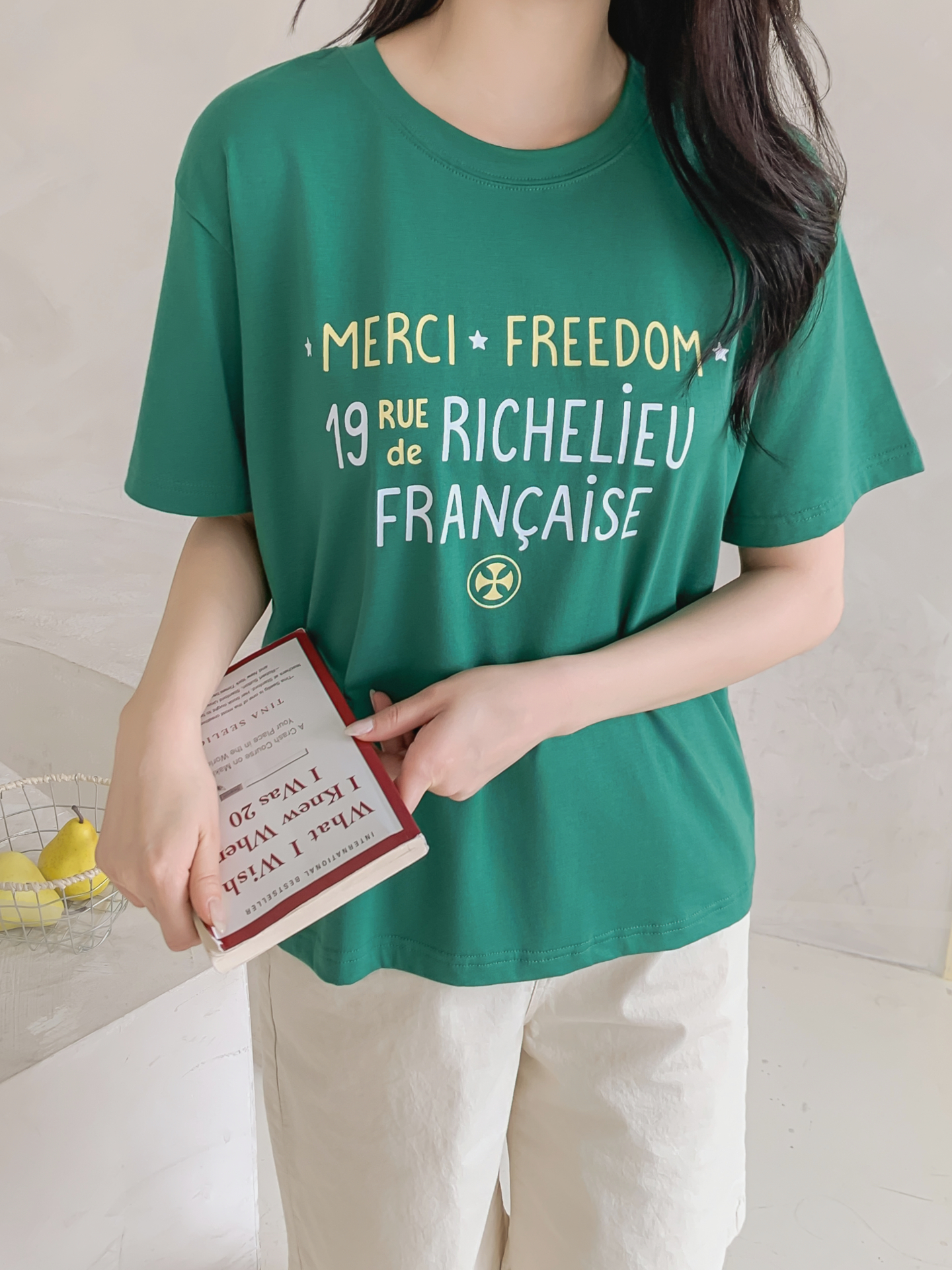 ラウンドネック半袖レタリングTシャツ | 詳細画像14