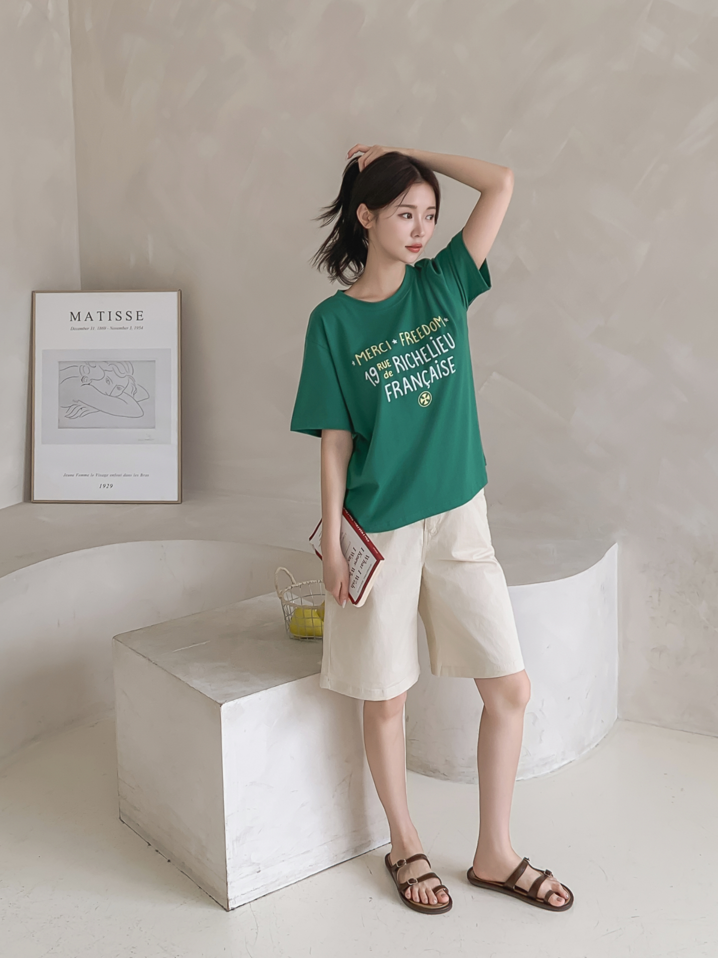 ラウンドネック半袖レタリングTシャツ | 詳細画像15