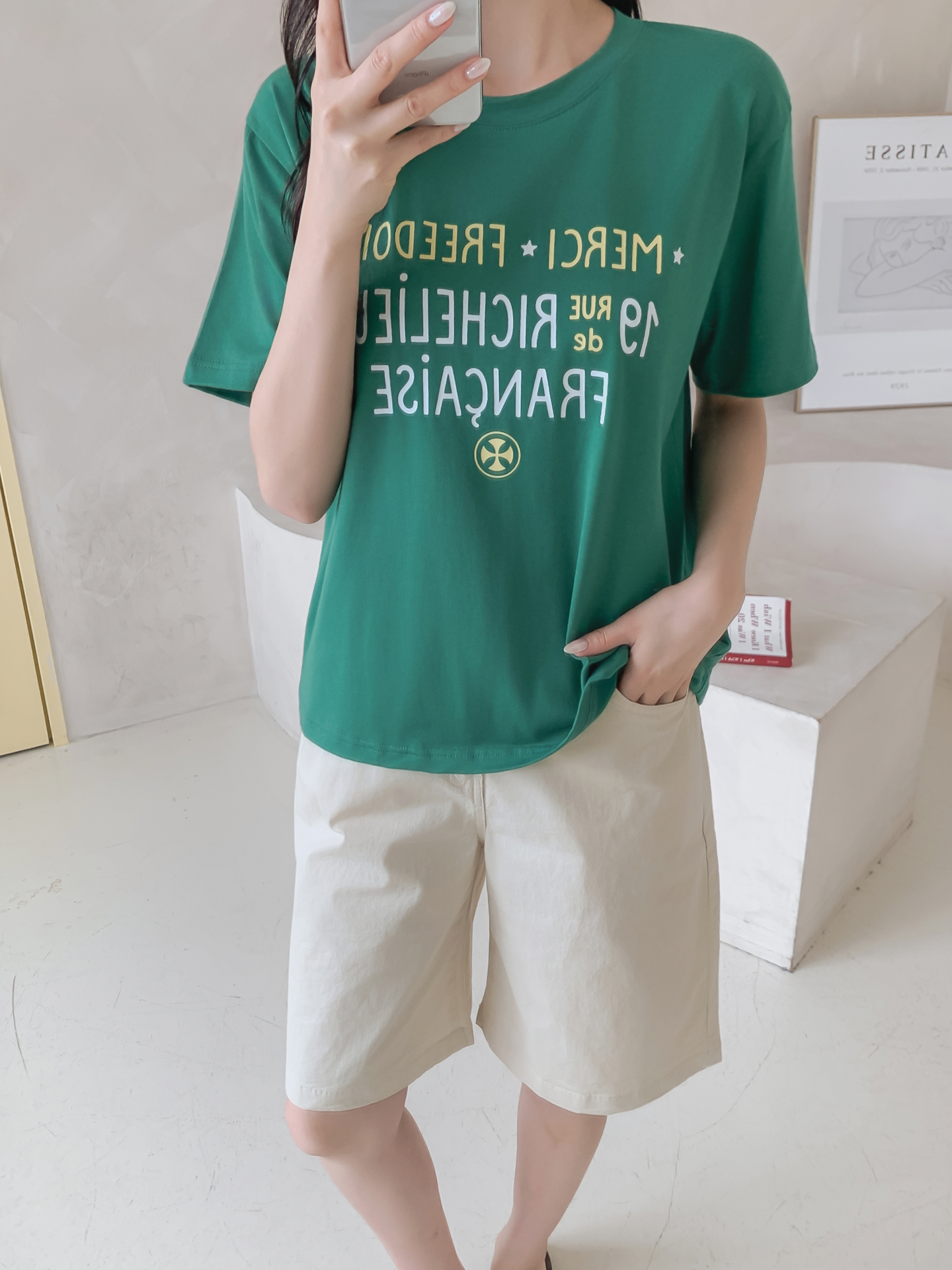 ラウンドネック半袖レタリングTシャツ | 詳細画像19