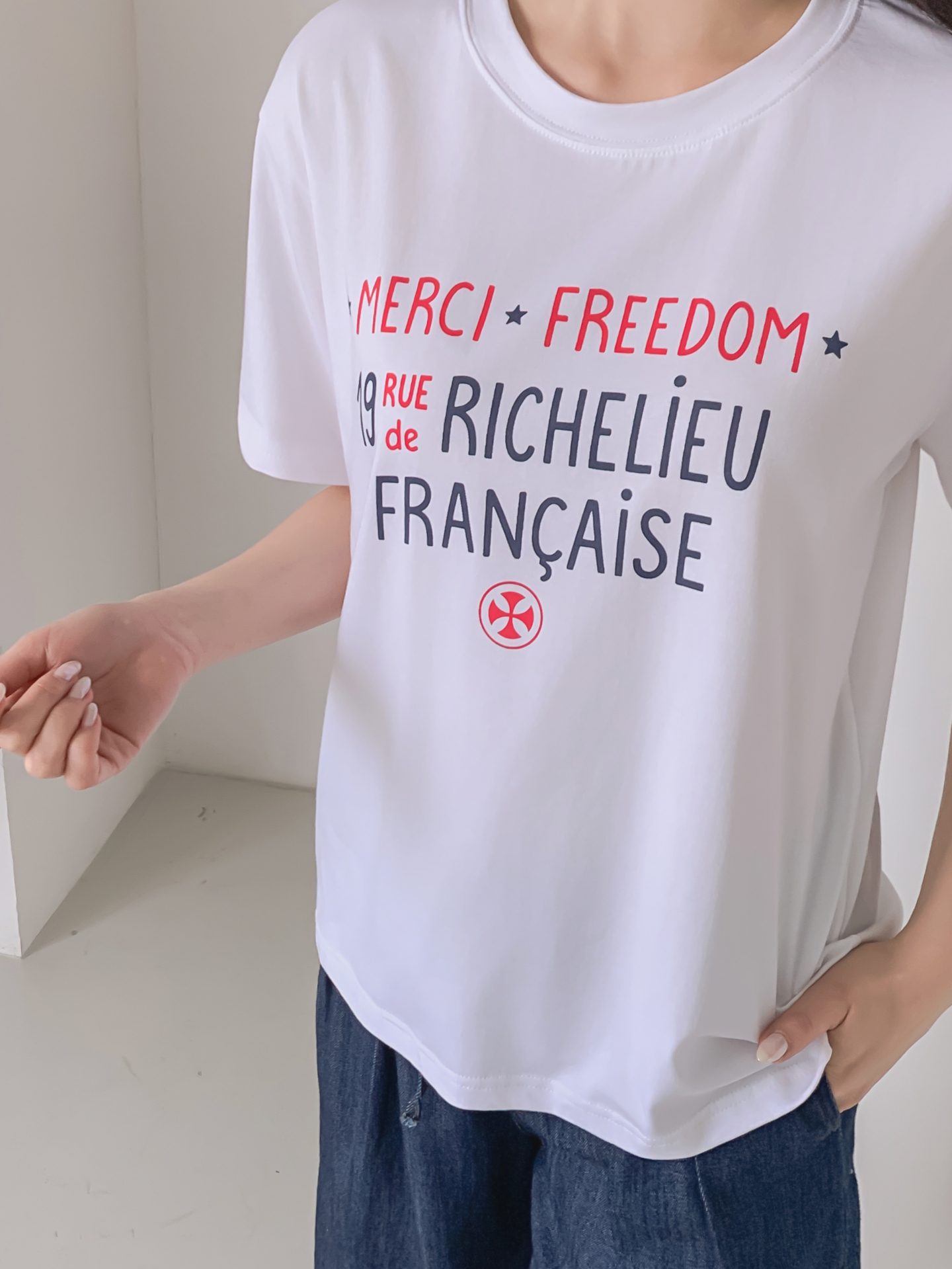 ラウンドネック半袖レタリングTシャツ | 詳細画像23