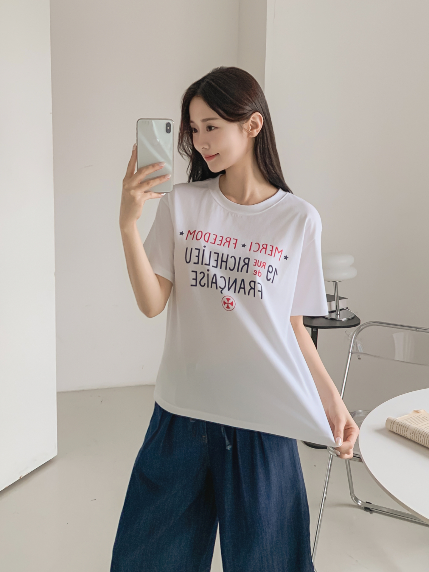 ラウンドネック半袖レタリングTシャツ | 詳細画像34