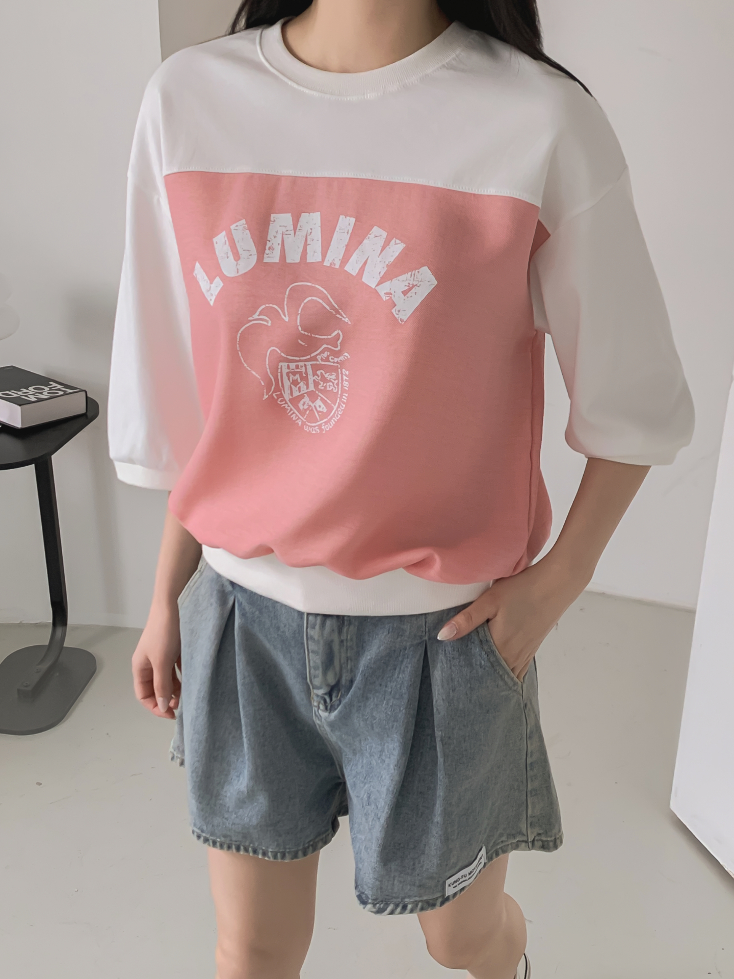 ラウンドネック半袖プリント配色スウェット | 詳細画像20