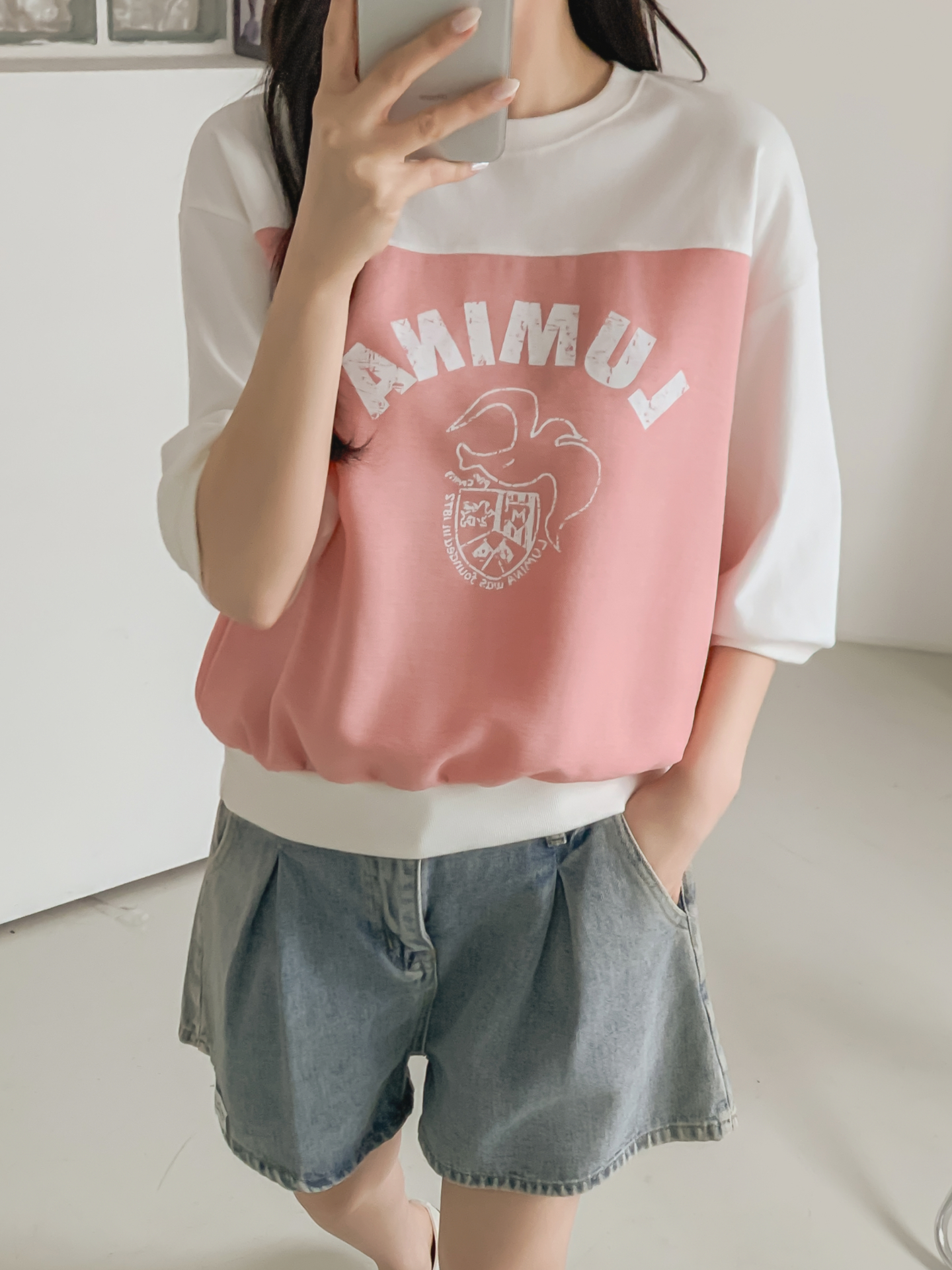 ラウンドネック半袖プリント配色スウェット | 詳細画像33
