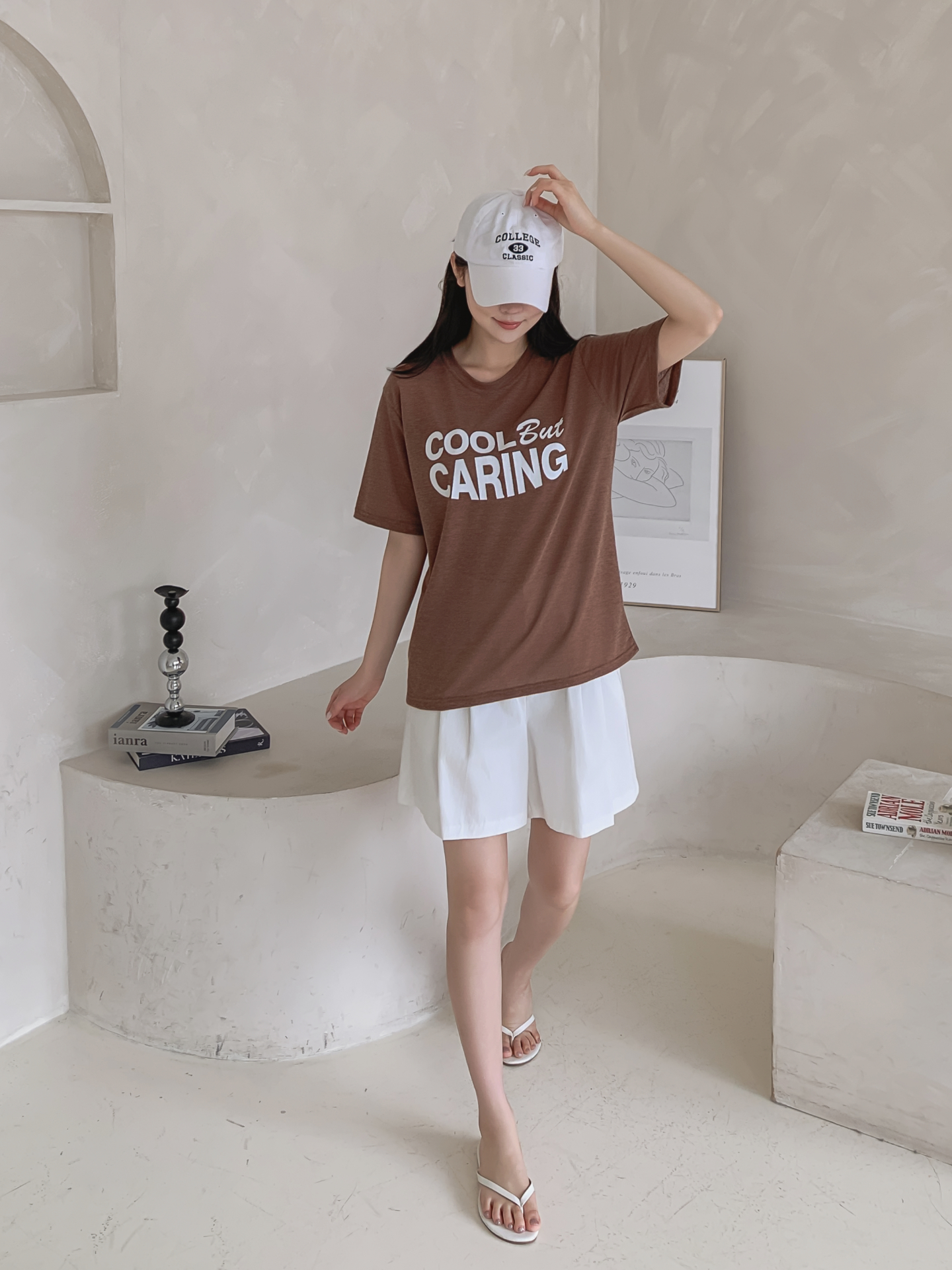 リネン混ラウンドネック半袖レタリングTシャツ | 詳細画像4