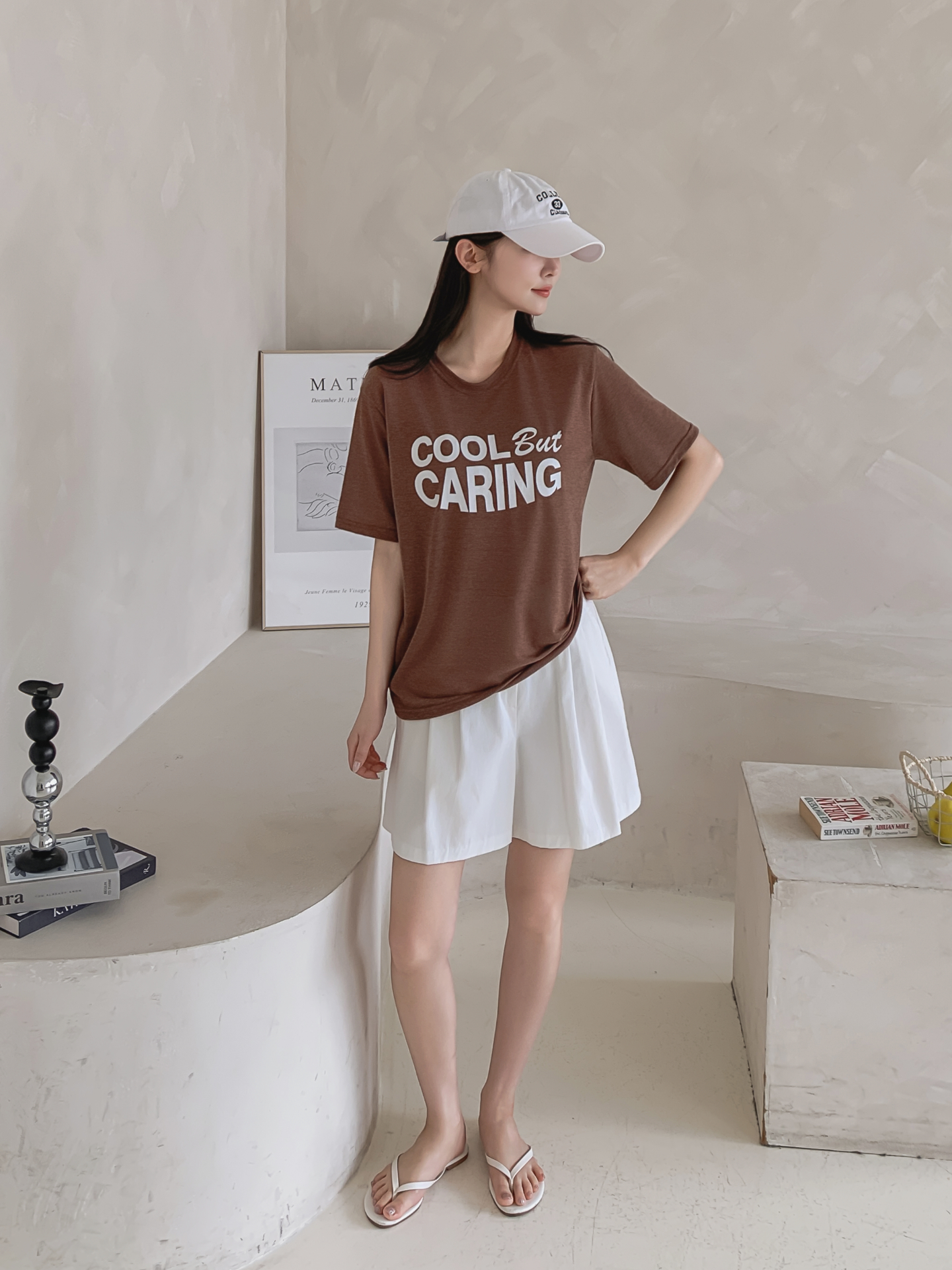 リネン混ラウンドネック半袖レタリングTシャツ | 詳細画像5