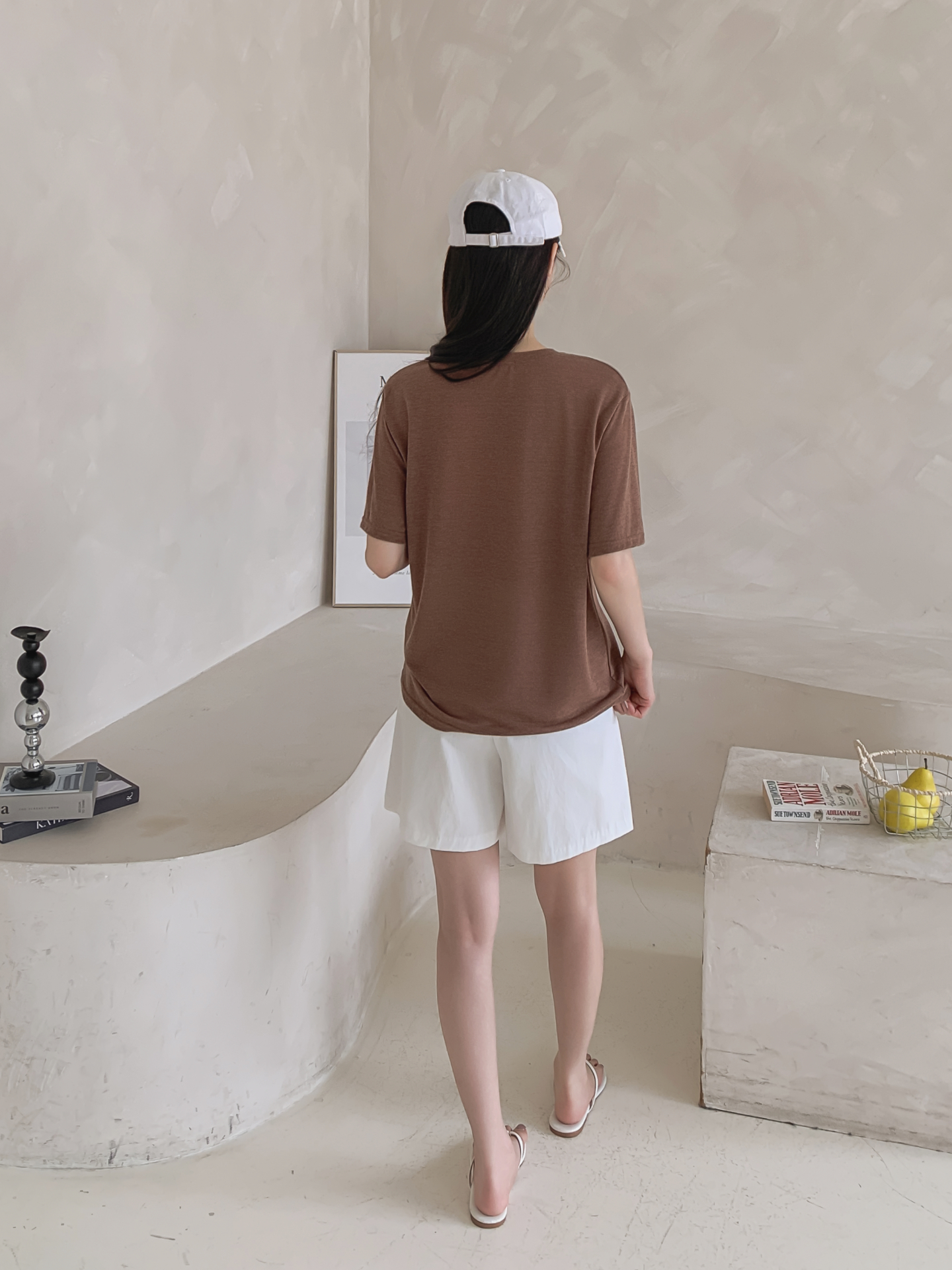 リネン混ラウンドネック半袖レタリングTシャツ | 詳細画像6
