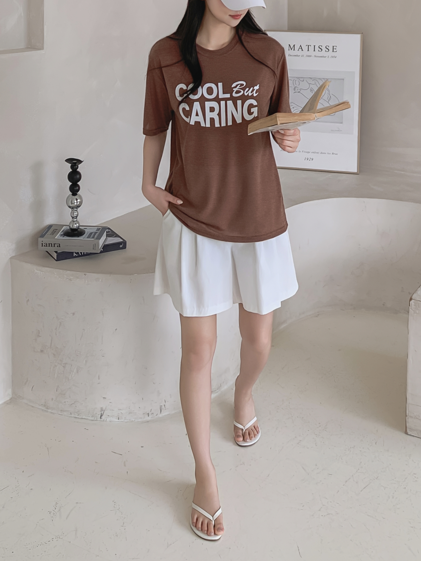 リネン混ラウンドネック半袖レタリングTシャツ | 詳細画像7