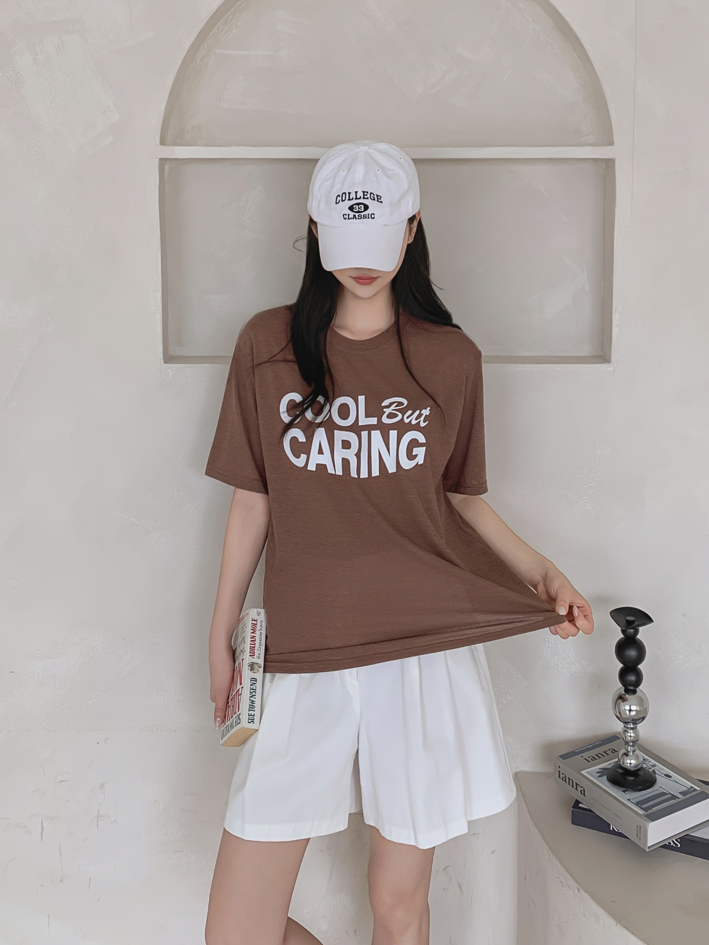 リネン混ラウンドネック半袖レタリングTシャツ | 詳細画像10