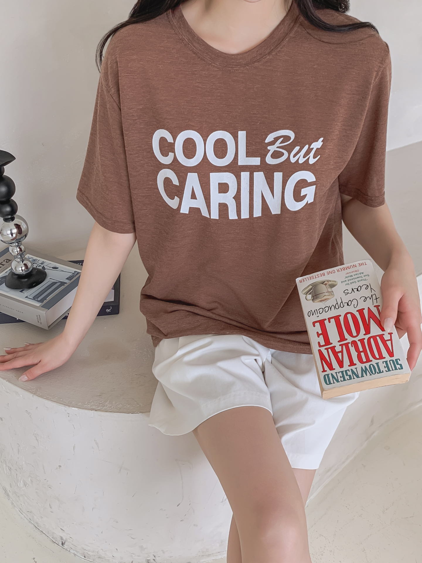 リネン混ラウンドネック半袖レタリングTシャツ | 詳細画像11