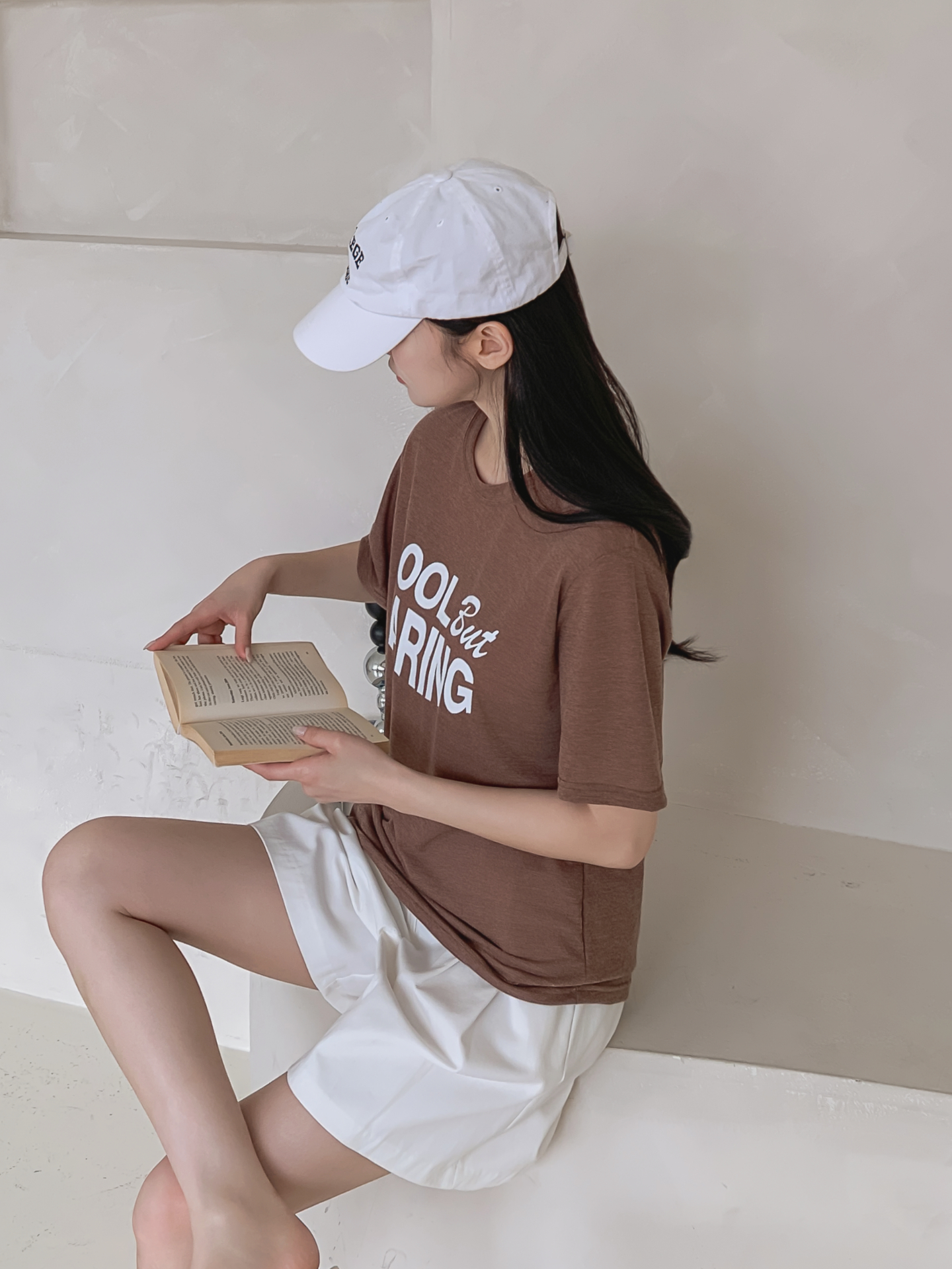 リネン混ラウンドネック半袖レタリングTシャツ | 詳細画像12