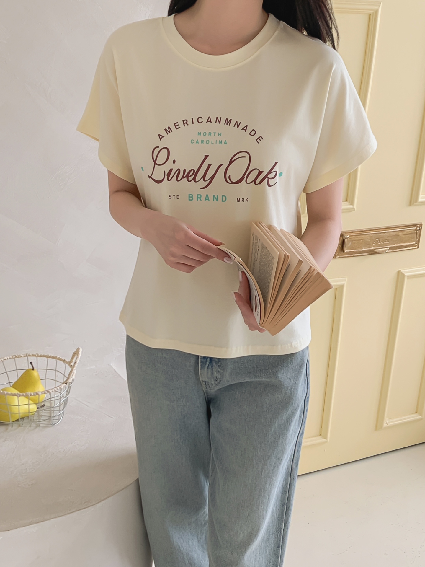ラウンドネック半袖レタリングTシャツ | 詳細画像7