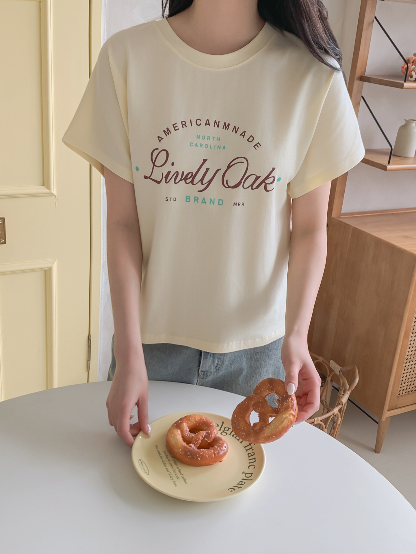 ラウンドネック半袖レタリングTシャツ | 詳細画像13