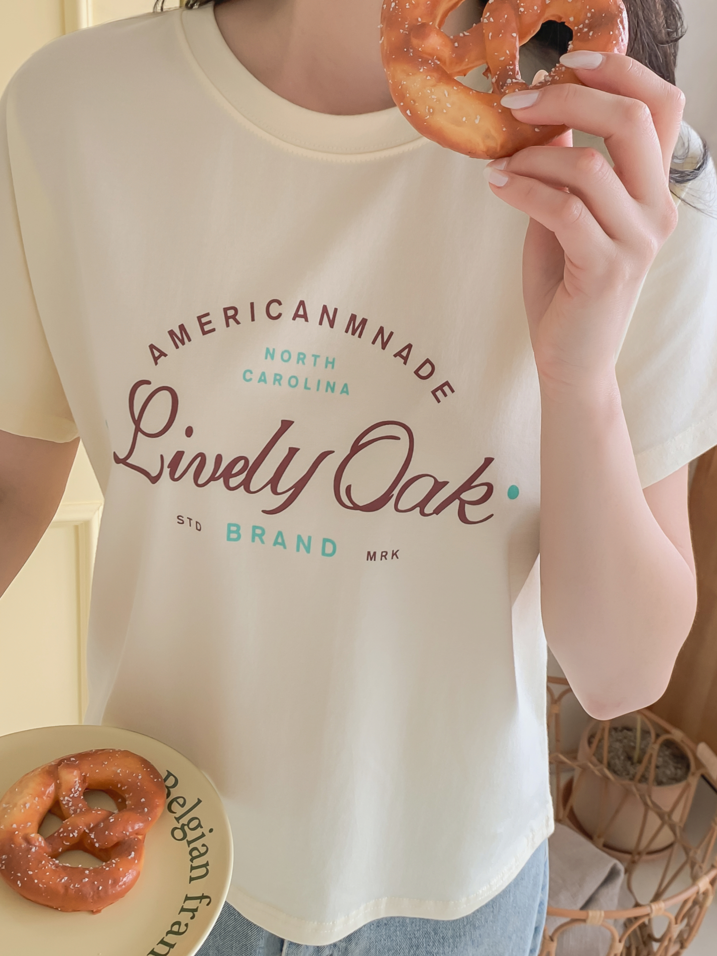 ラウンドネック半袖レタリングTシャツ | 詳細画像14