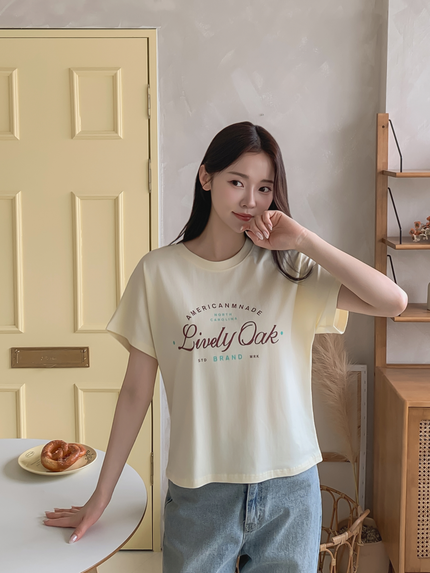 ラウンドネック半袖レタリングTシャツ | 詳細画像15