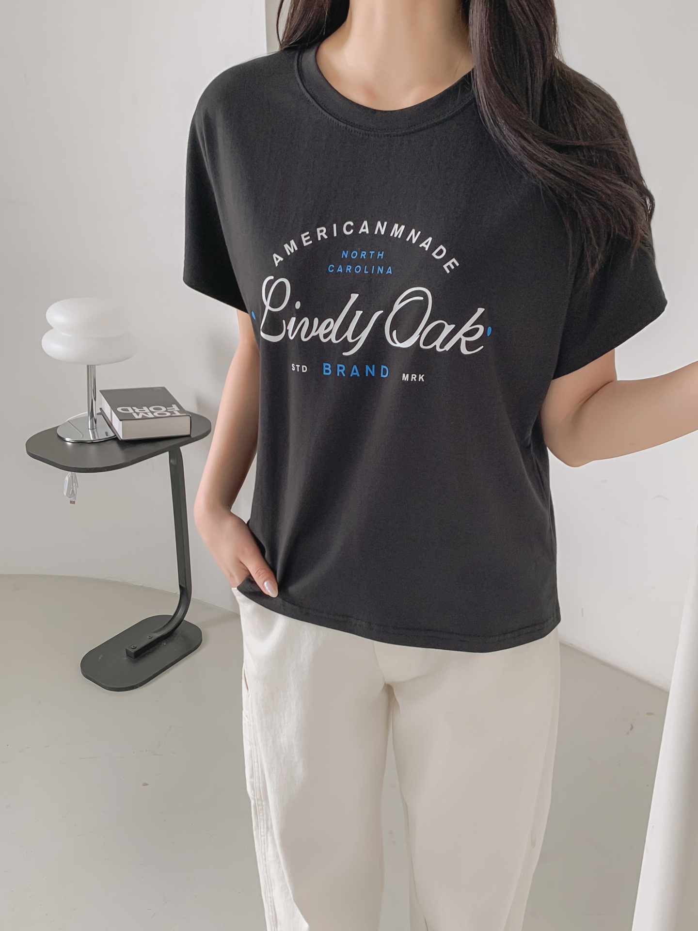 ラウンドネック半袖レタリングTシャツ | 詳細画像21
