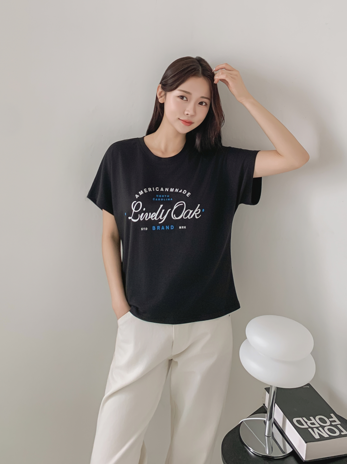 ラウンドネック半袖レタリングTシャツ | 詳細画像31
