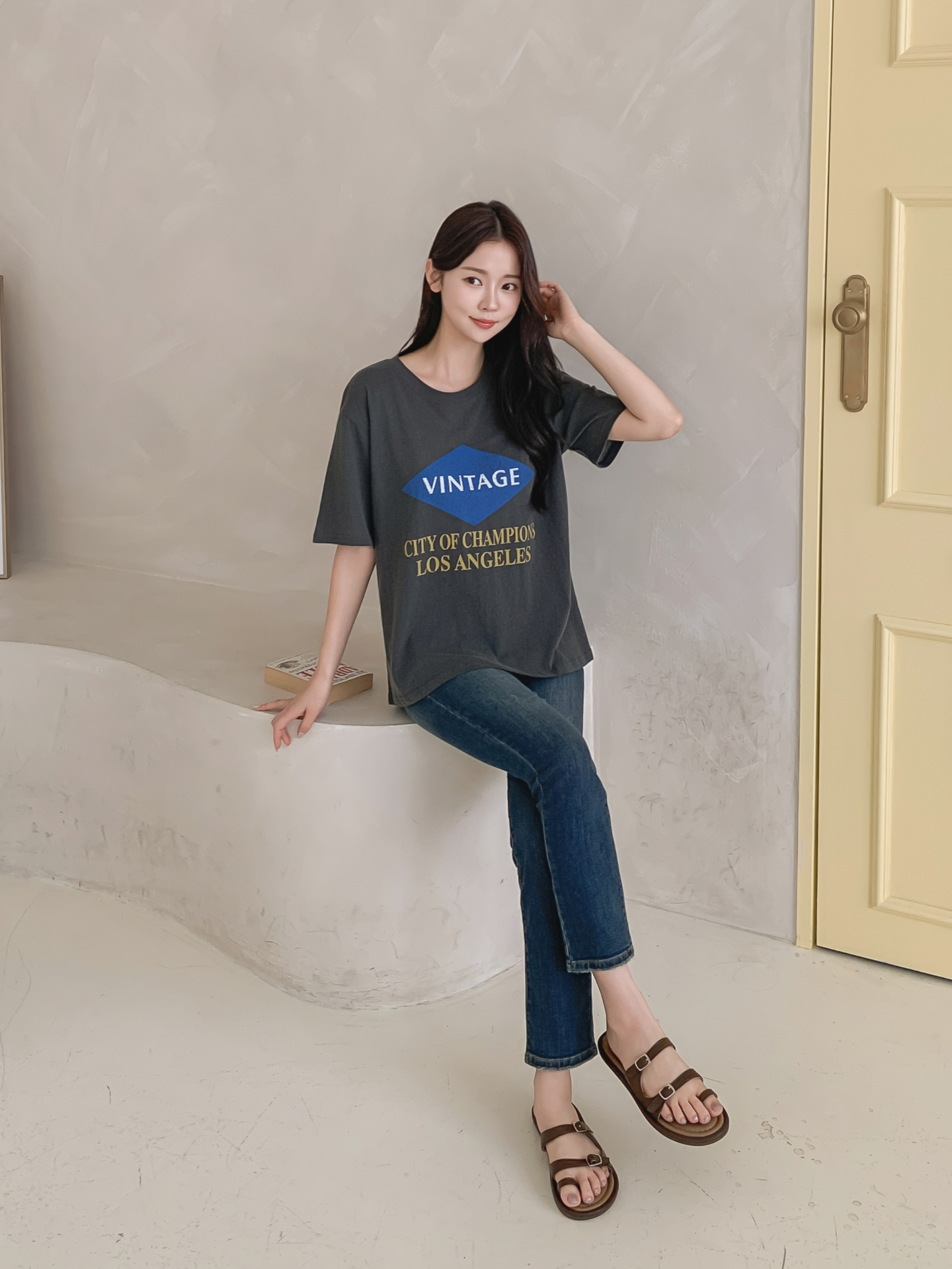 コットンラウンドネック半袖プリントTシャツ | 詳細画像10