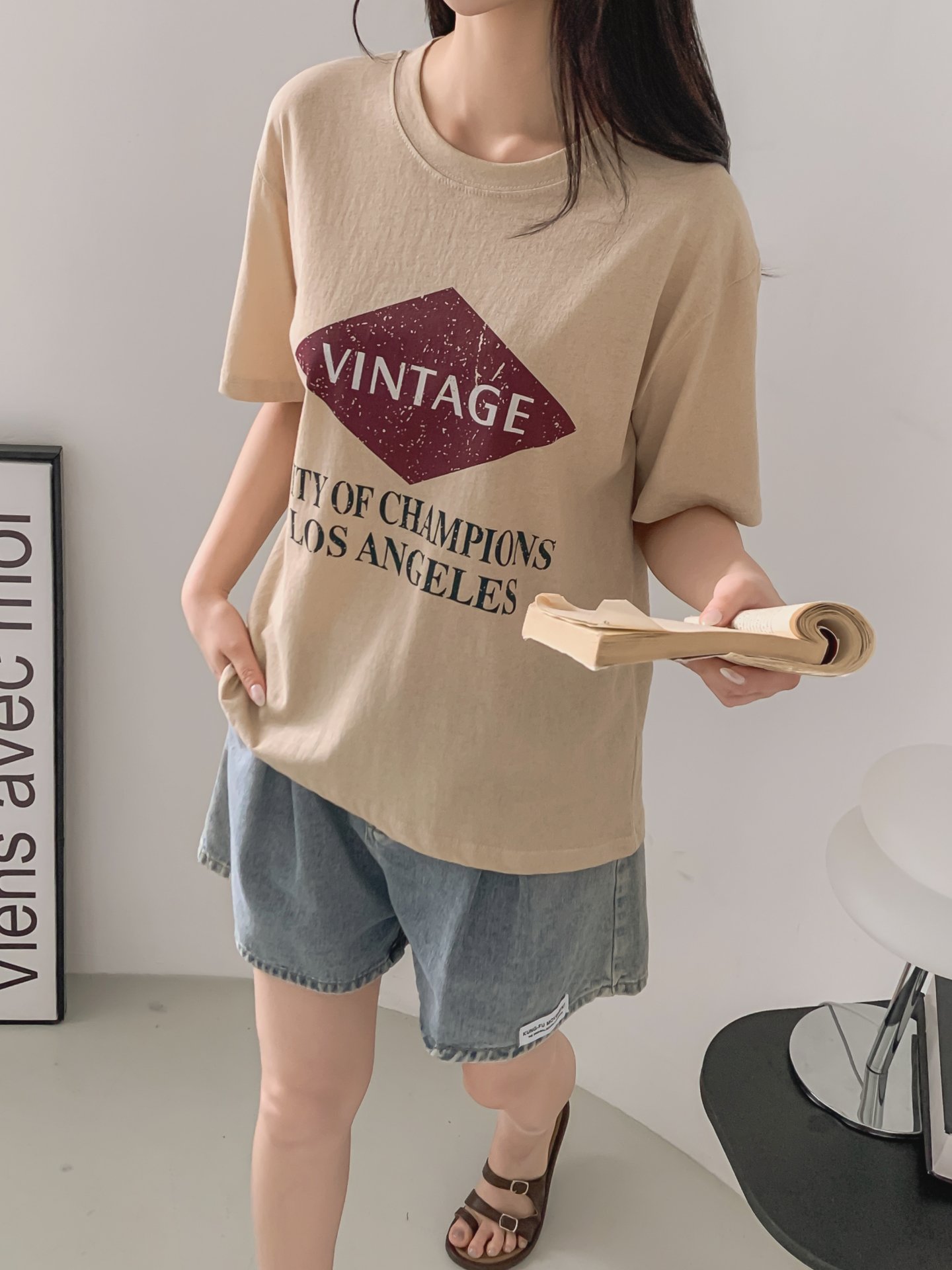 コットンラウンドネック半袖プリントTシャツ | 詳細画像25