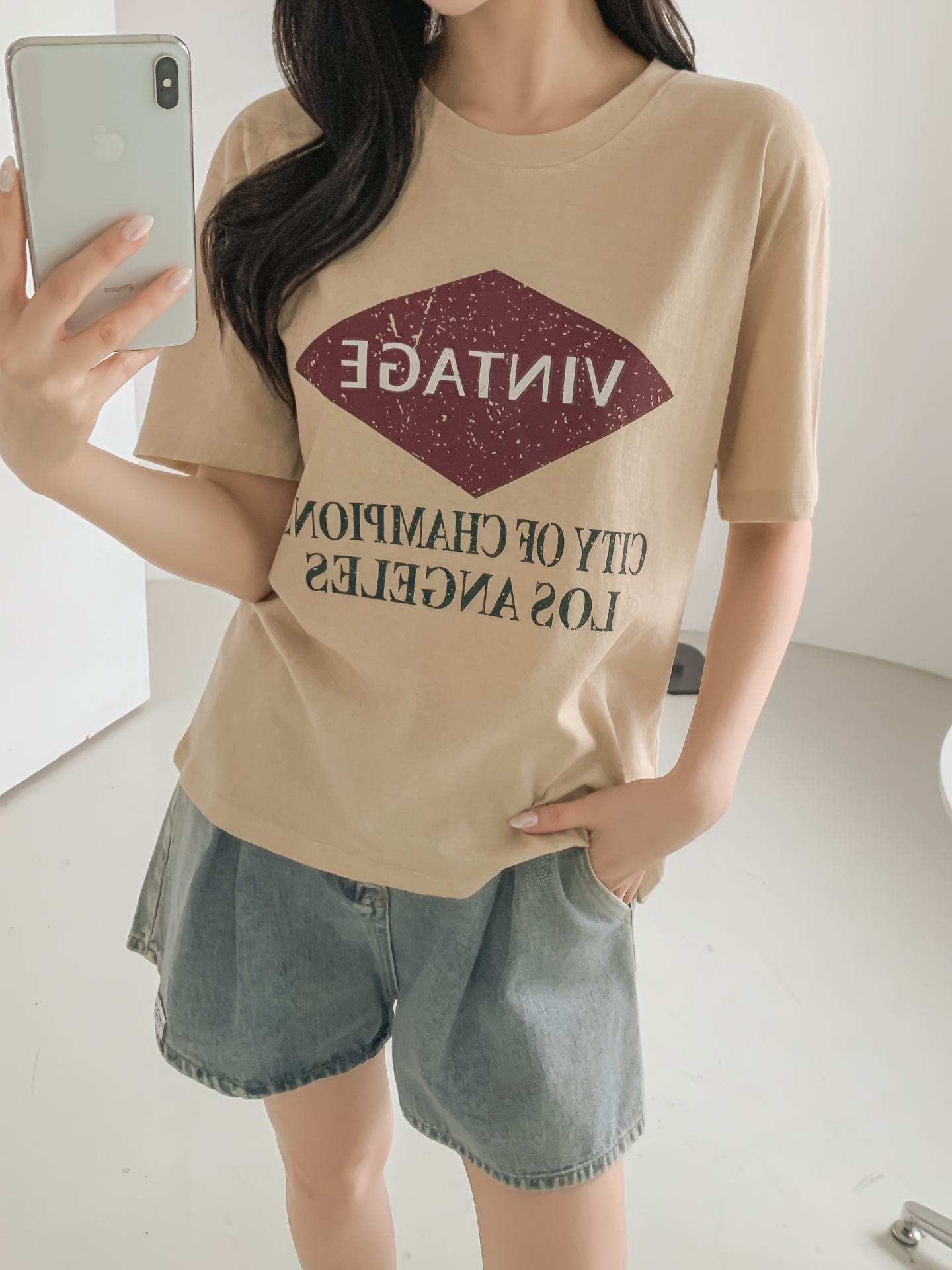 コットンラウンドネック半袖プリントTシャツ | 詳細画像32