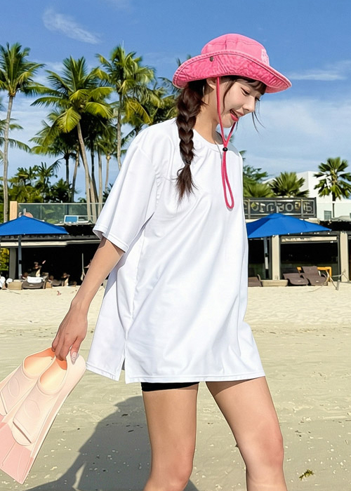 ストレッチラウンドネックボクシールーズ半袖Tシャツレッシュガード上