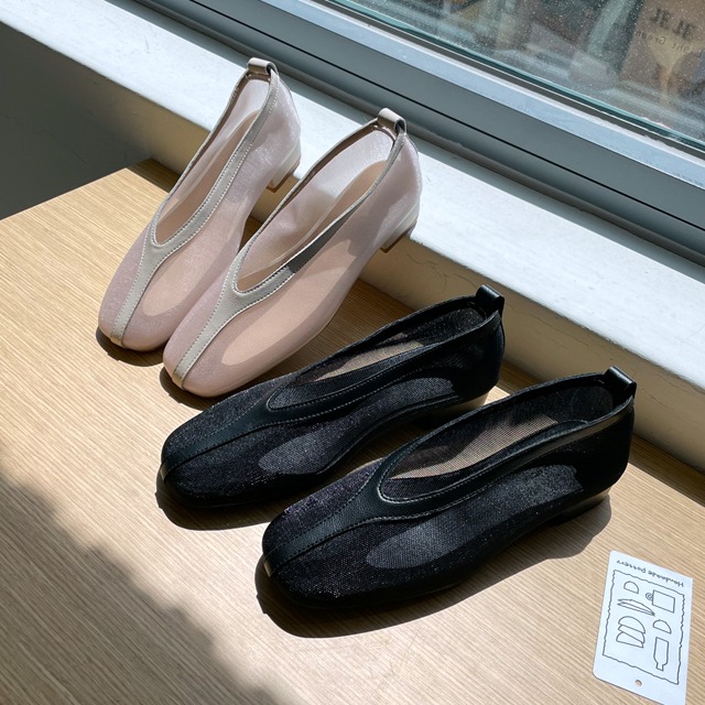 カウレザーメッシュフラットシューズ | レディースファッション通販