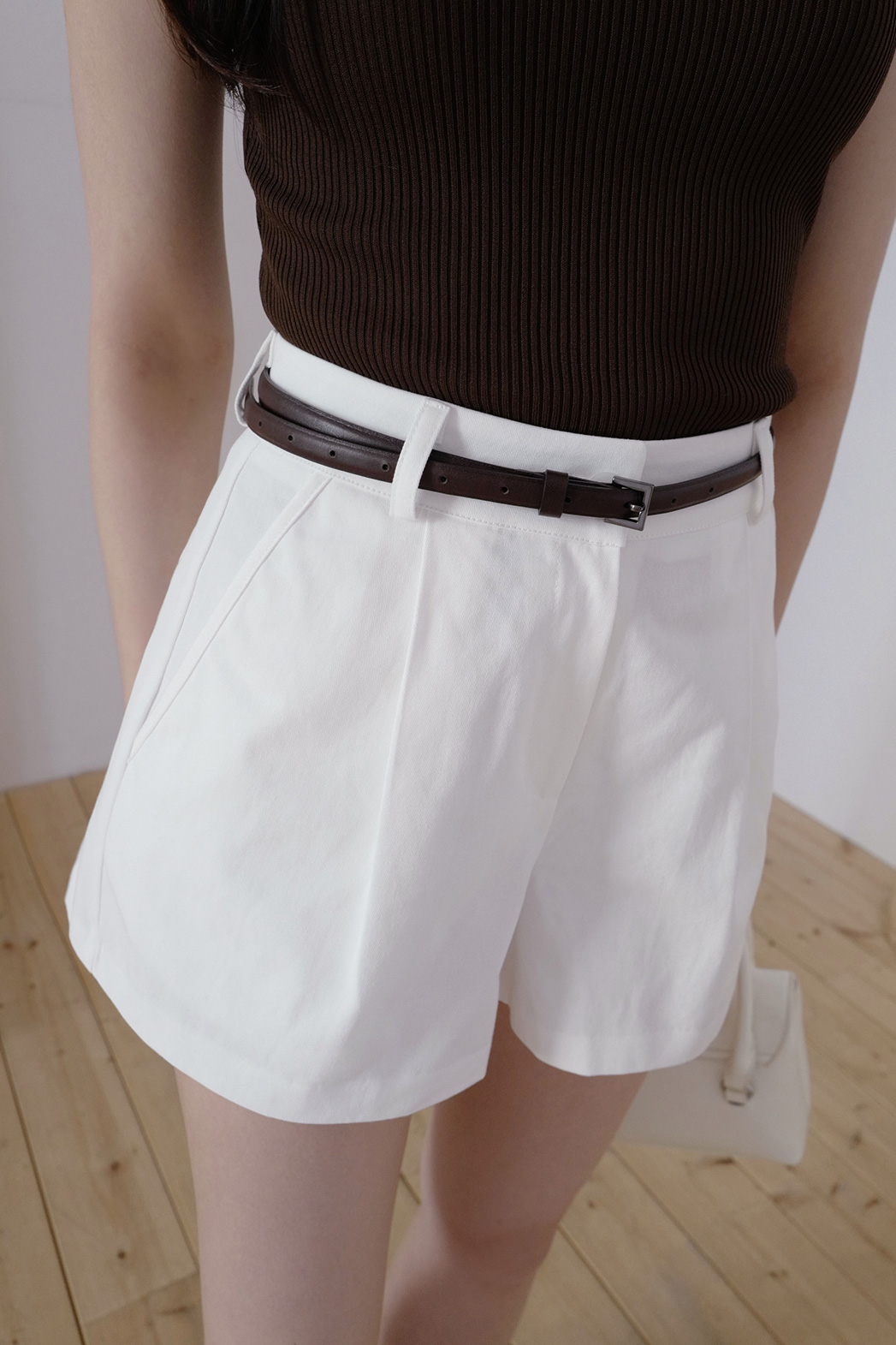 コットンピンタックベーシックショート無地パンツ春夏秋 | DHOLIC | 詳細画像15
