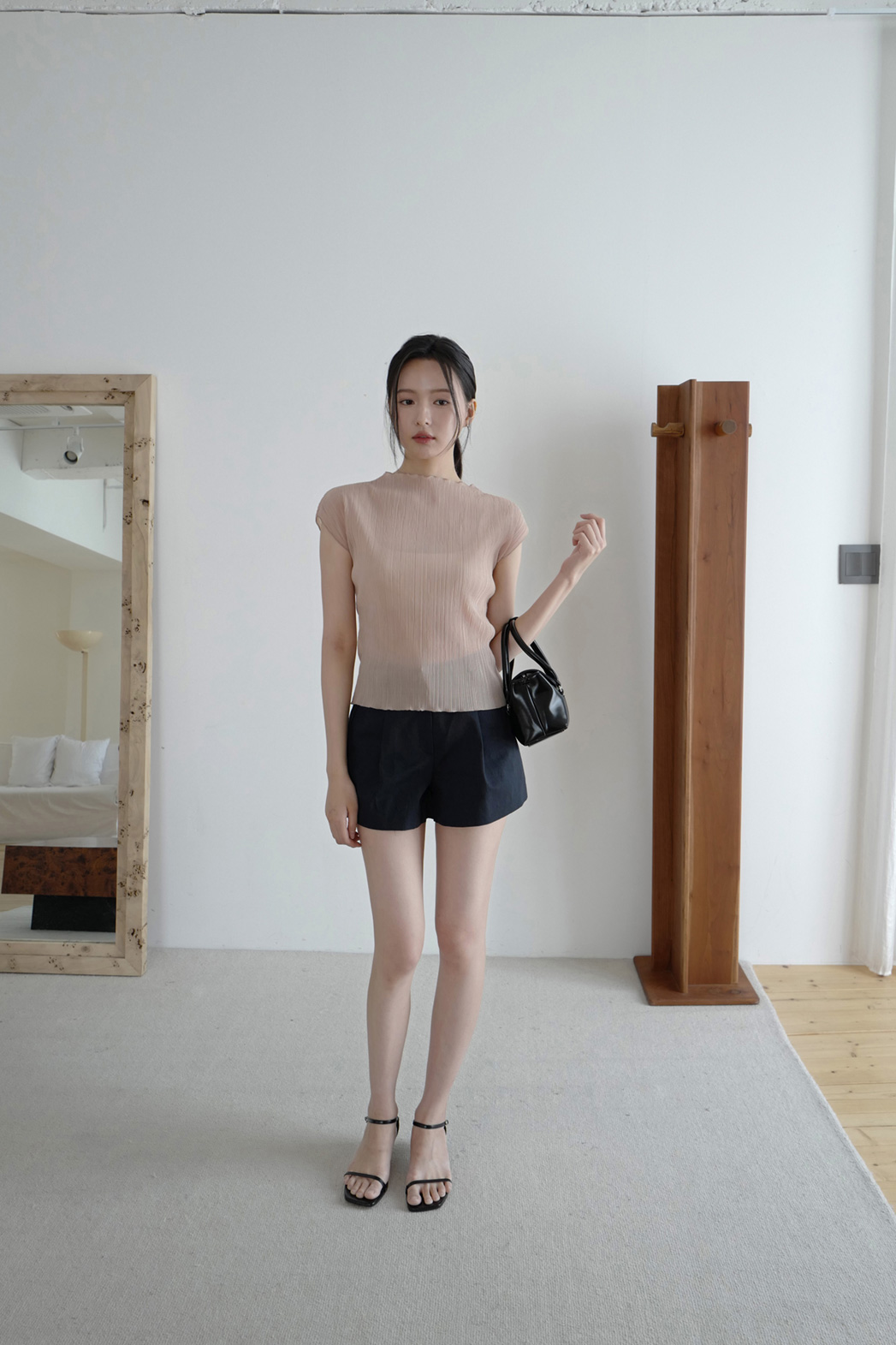 コットンピンタックベーシックショート無地パンツ春夏秋 | DHOLIC | 詳細画像19
