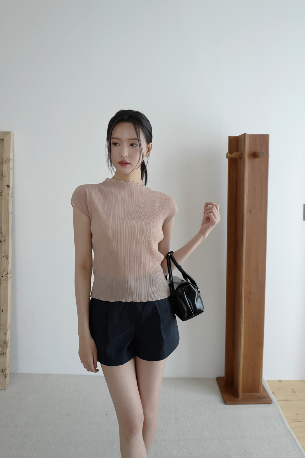 コットンピンタックベーシックショート無地パンツ春夏秋 | DHOLIC | 詳細画像21