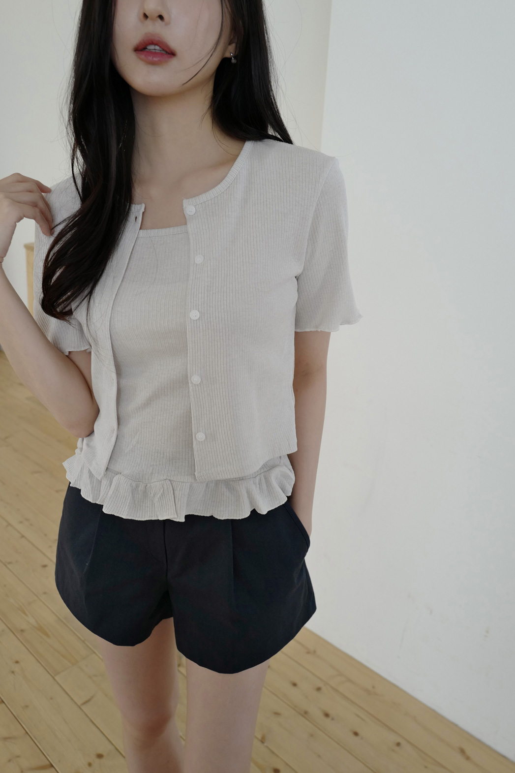 コットンピンタックベーシックショート無地パンツ春夏秋 | DHOLIC | 詳細画像43