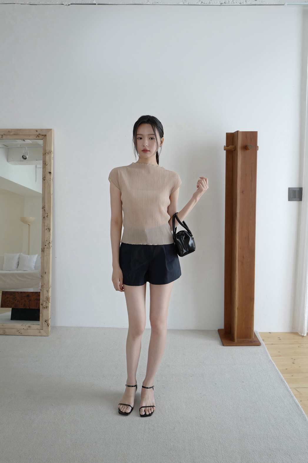 コットンピンタックベーシックショート無地パンツ春夏秋 | DHOLIC | 詳細画像30