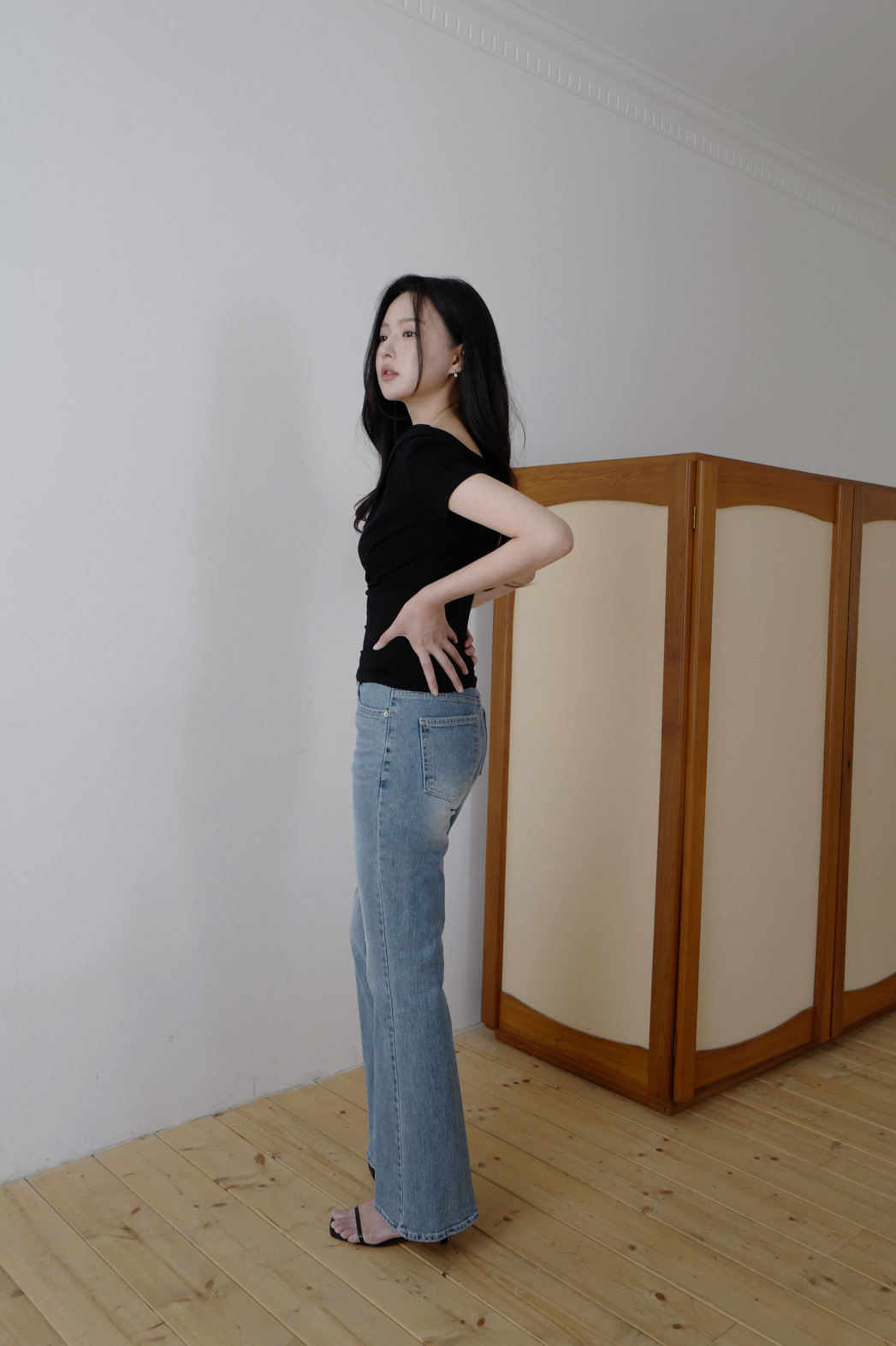 ストレッチドレープ半袖ギャザー無地Tシャツオールシーズン | DHOLIC | 詳細画像20