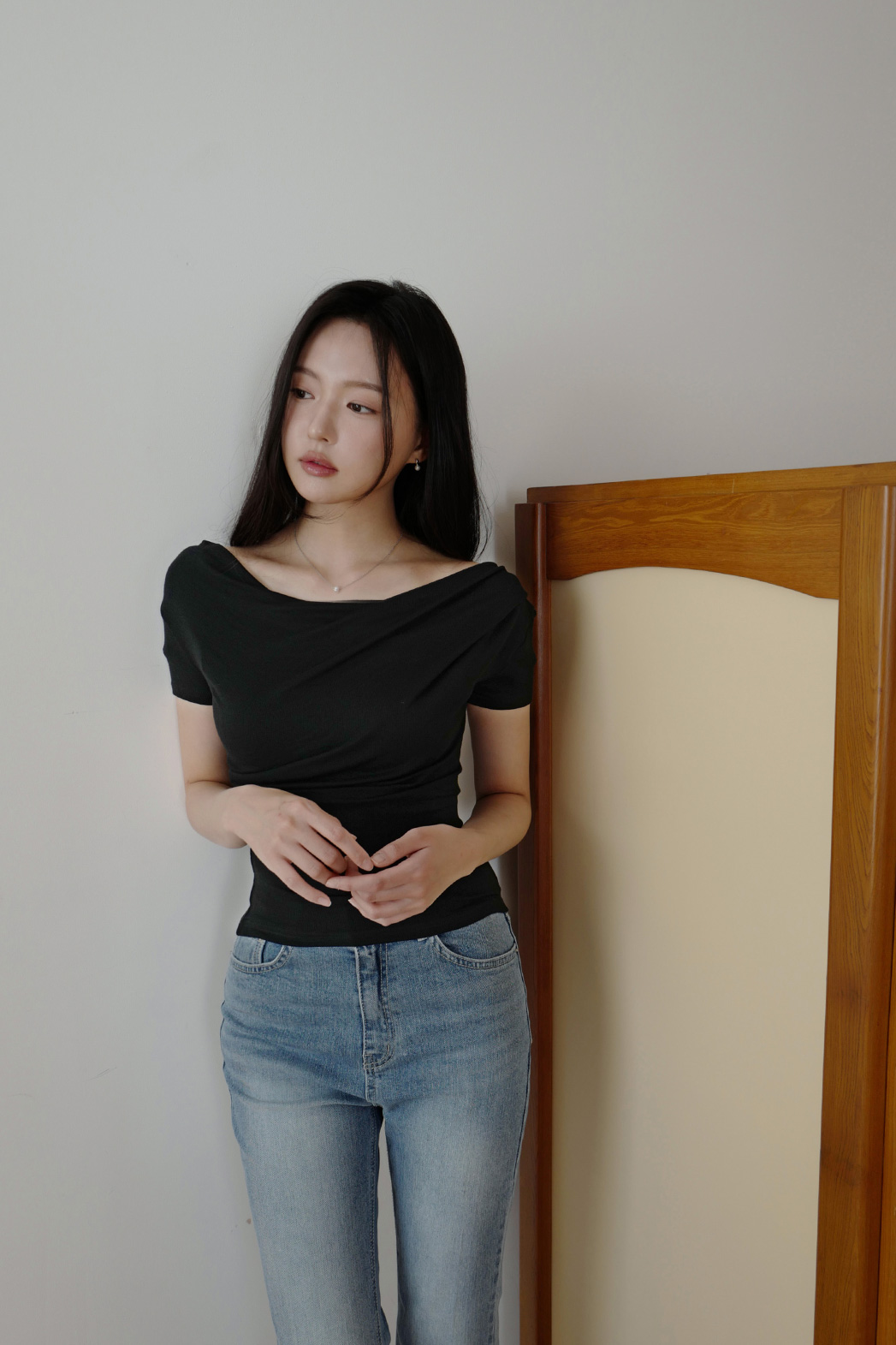 ストレッチドレープ半袖ギャザー無地Tシャツオールシーズン | DHOLIC | 詳細画像24