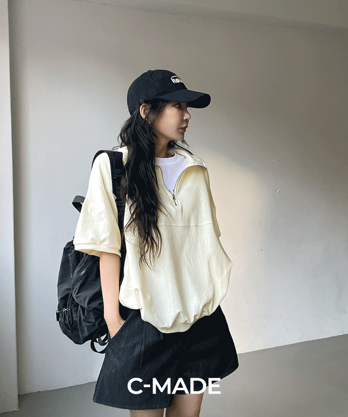 ハーフ ジップ 夏 作業服・作業用品 ハーフジップ半袖ブルゾン